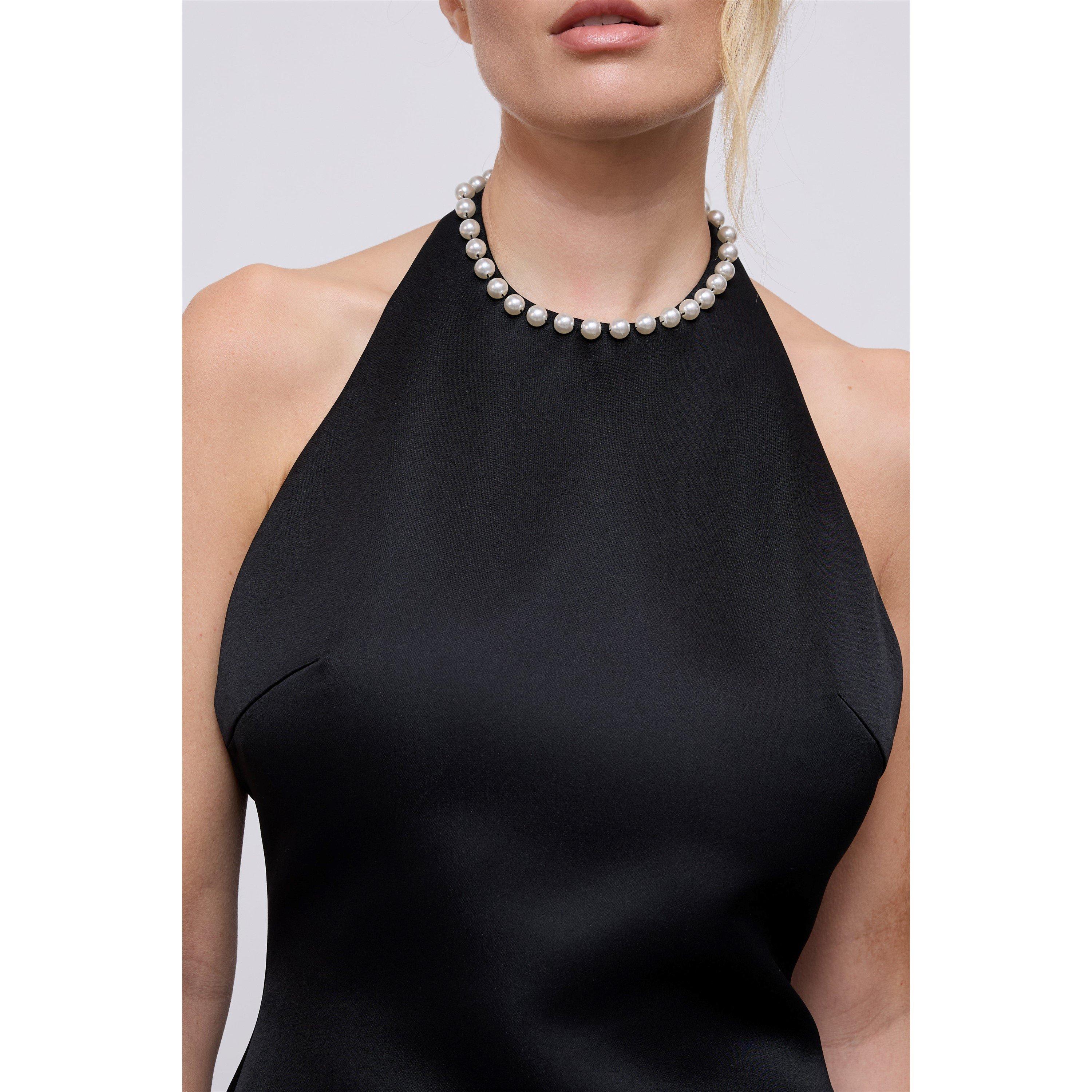 Black - Odd Muse - Odd Muse Halter Pearl Mini Dress - 5