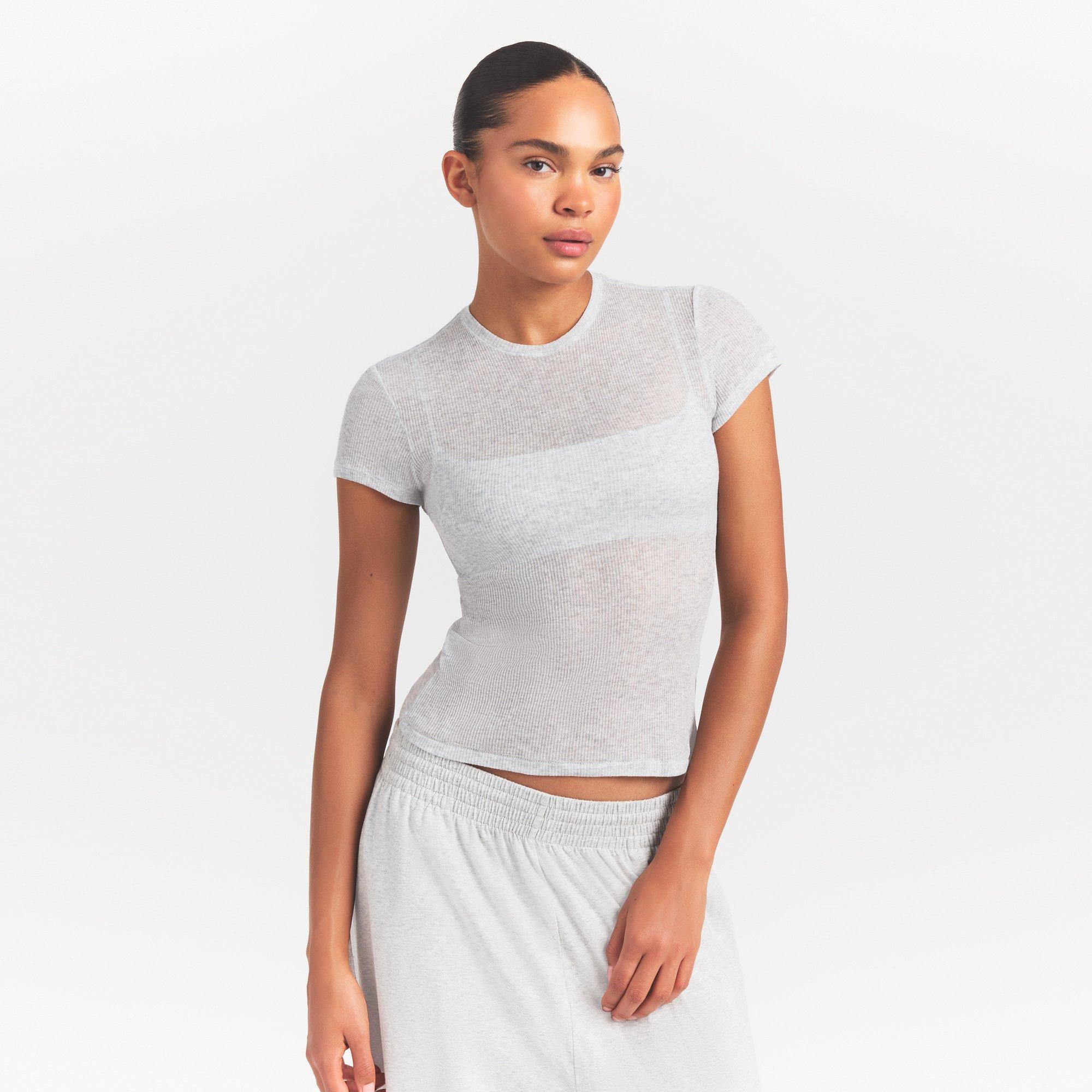 L HEATHER GREY - SKIMS - Women's Crew T-Shirt - 2