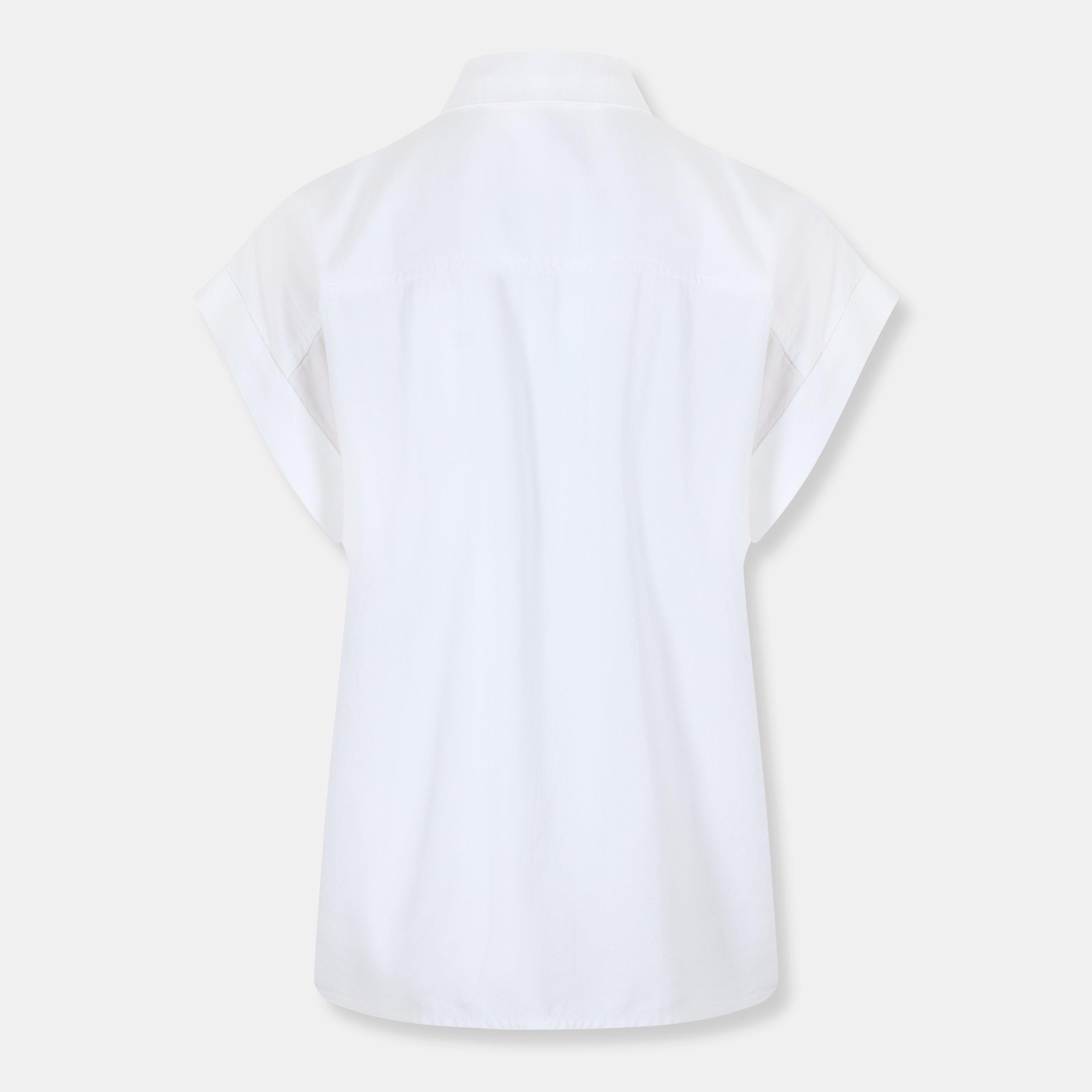 White - Bella Dahl - Women's Pocket Short-Sleeve Plain Shirt - 2