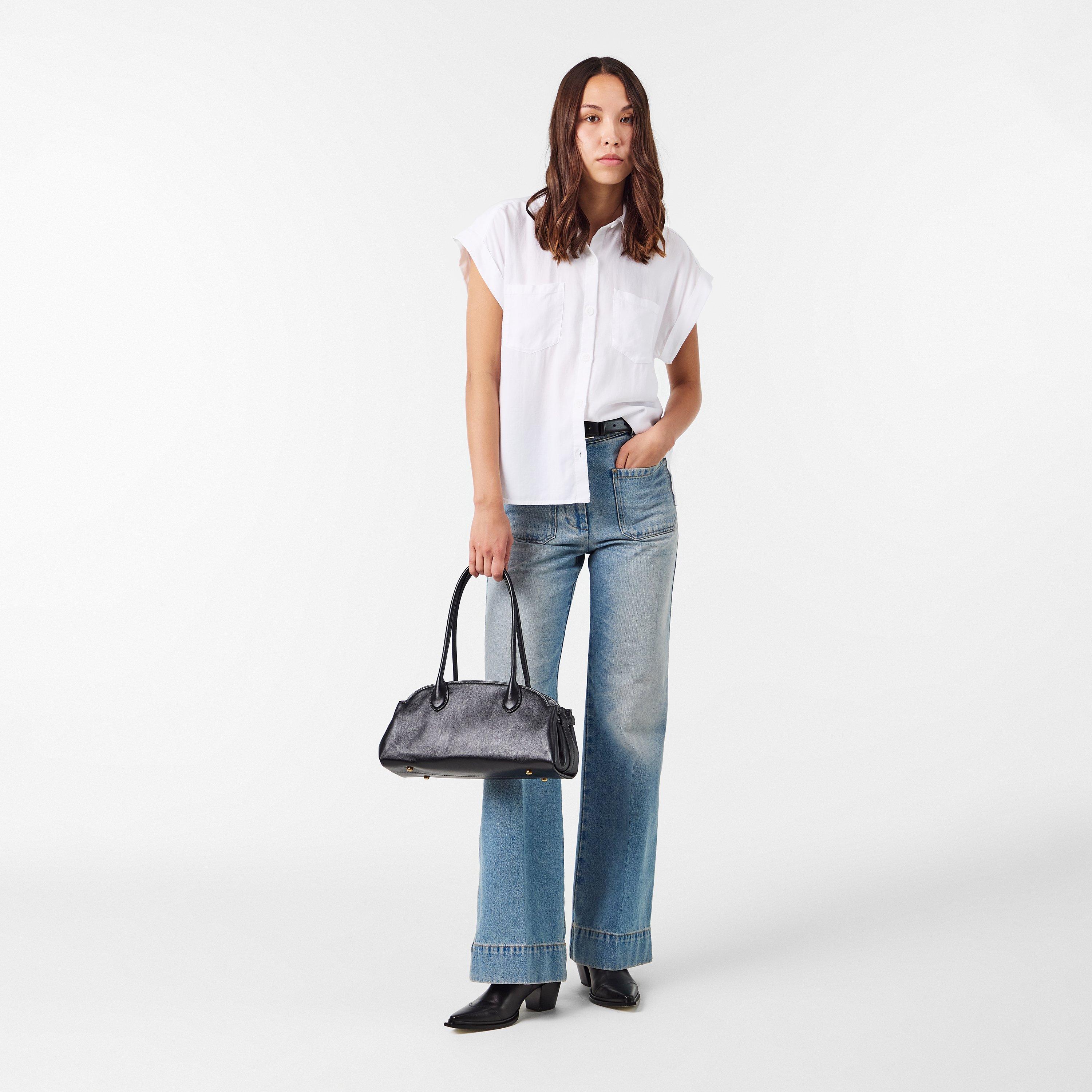 White - Bella Dahl - Women's Pocket Short-Sleeve Plain Shirt - 6