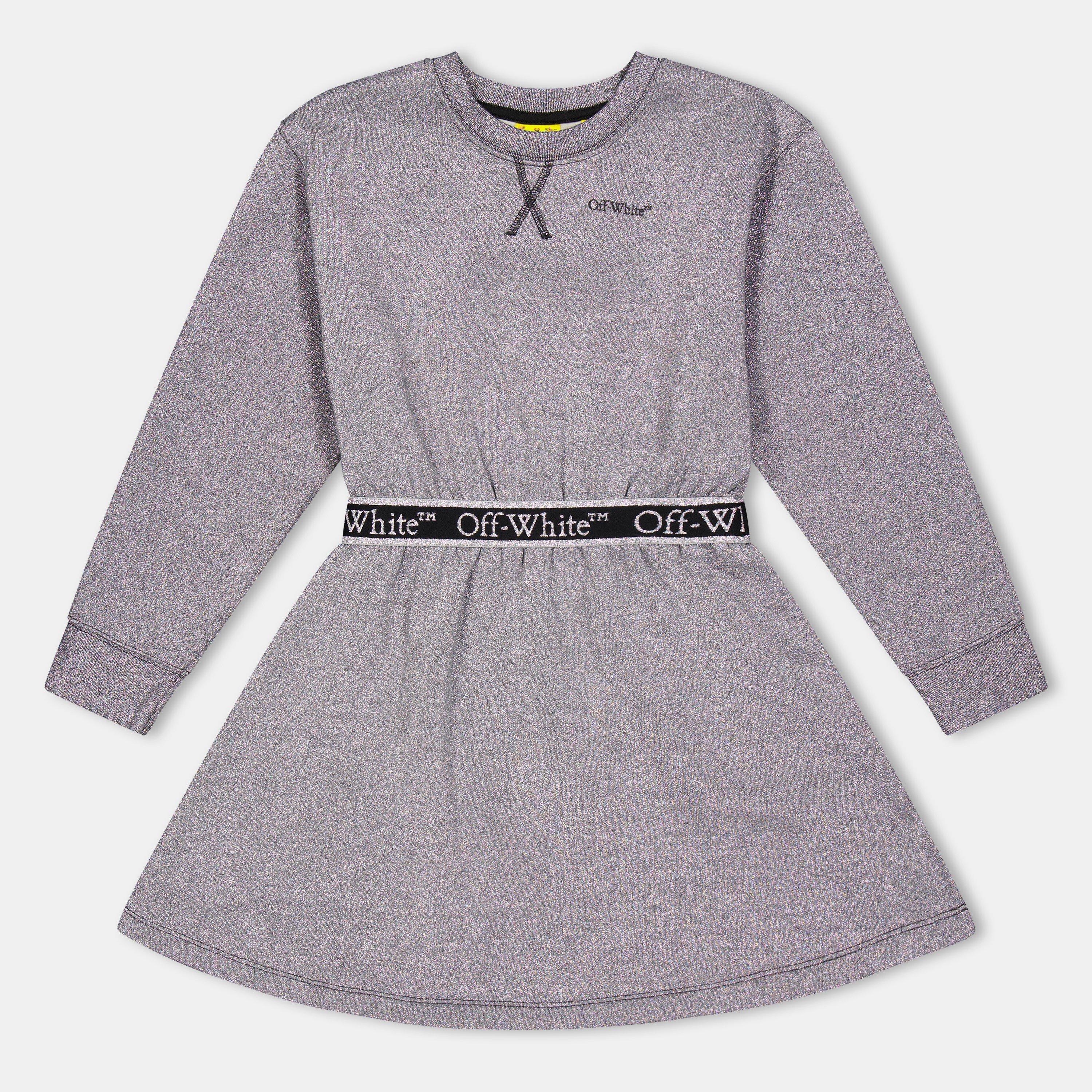 Silver/Black - Off White - Kids Maxi Dress - 1