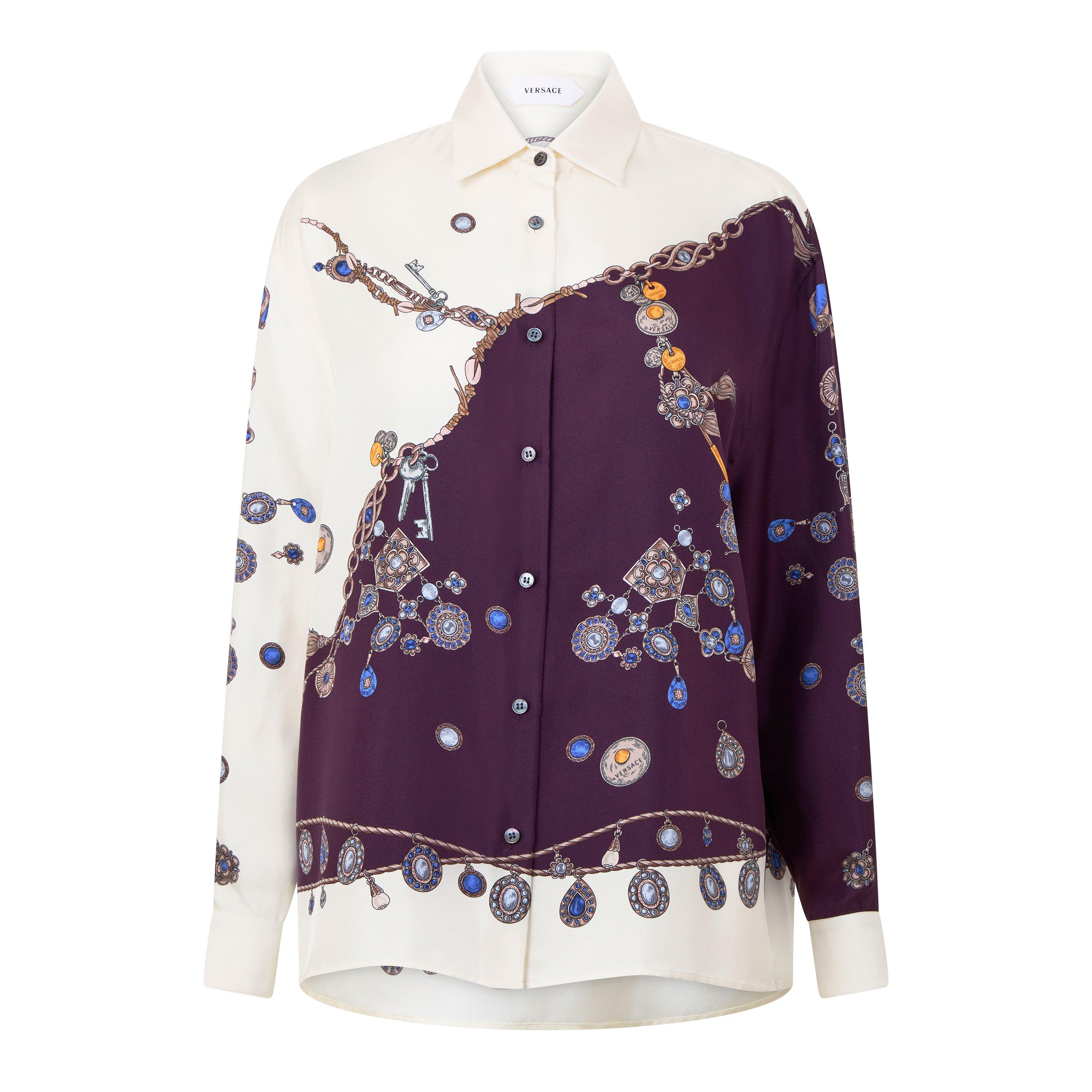 Versace Versace Jewels Silk Ld64 - Burgdy Whte Gld - Size 14 (L)