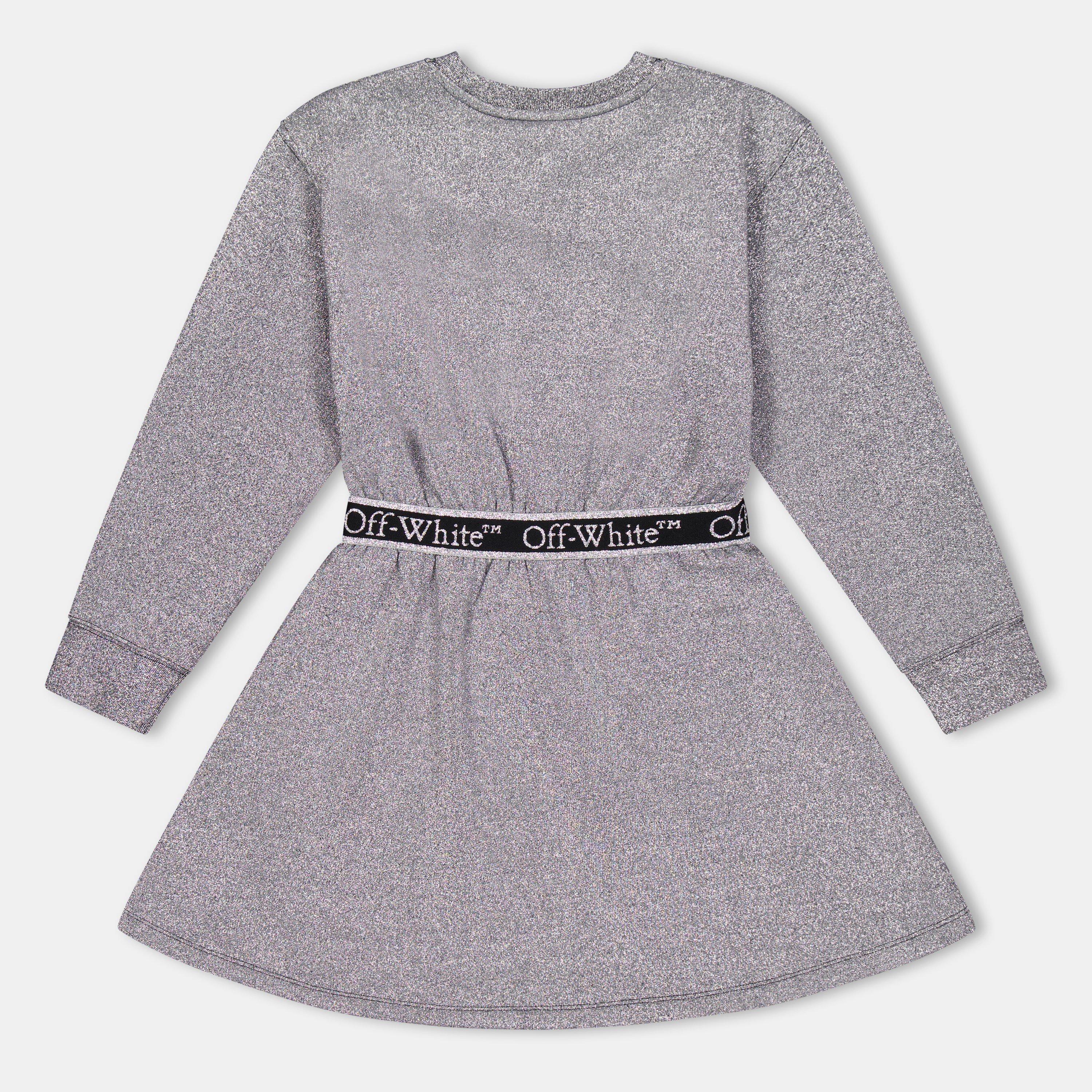 Silver/Black - Off White - Kids Maxi Dress - 2