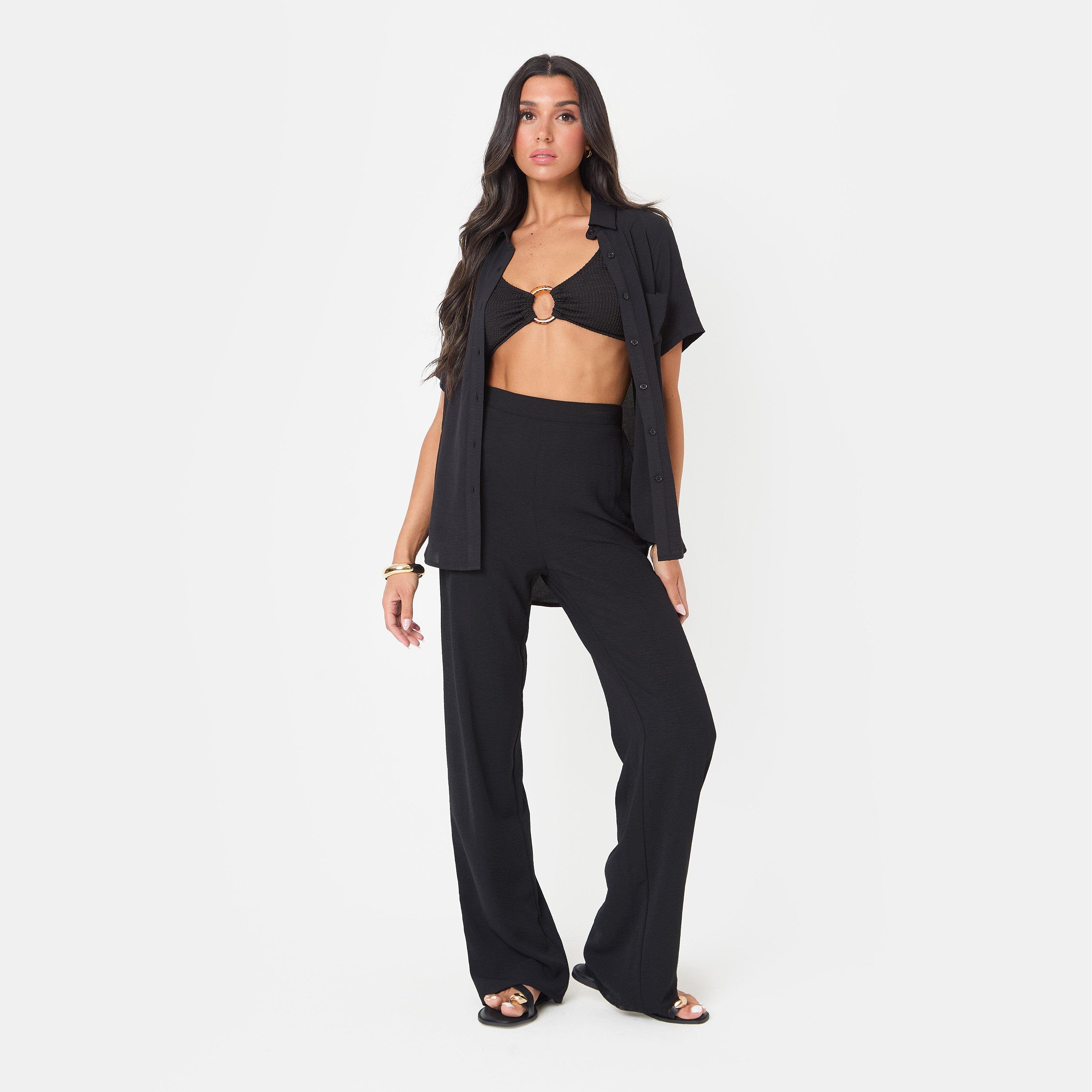 Black - I Saw It First - Soft Crepe Short Sleeve Shirt - 1