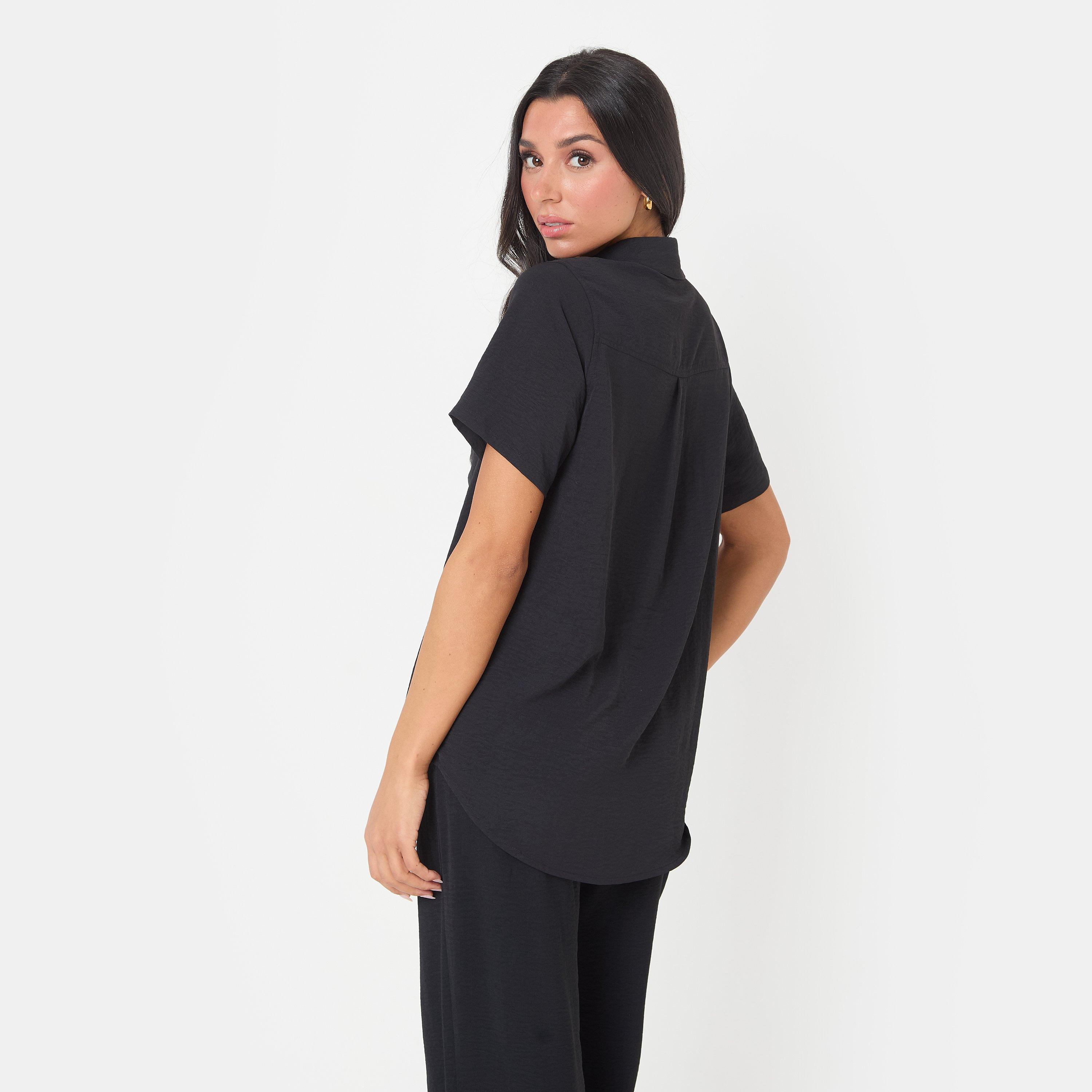 Black - I Saw It First - Soft Crepe Short Sleeve Shirt - 4
