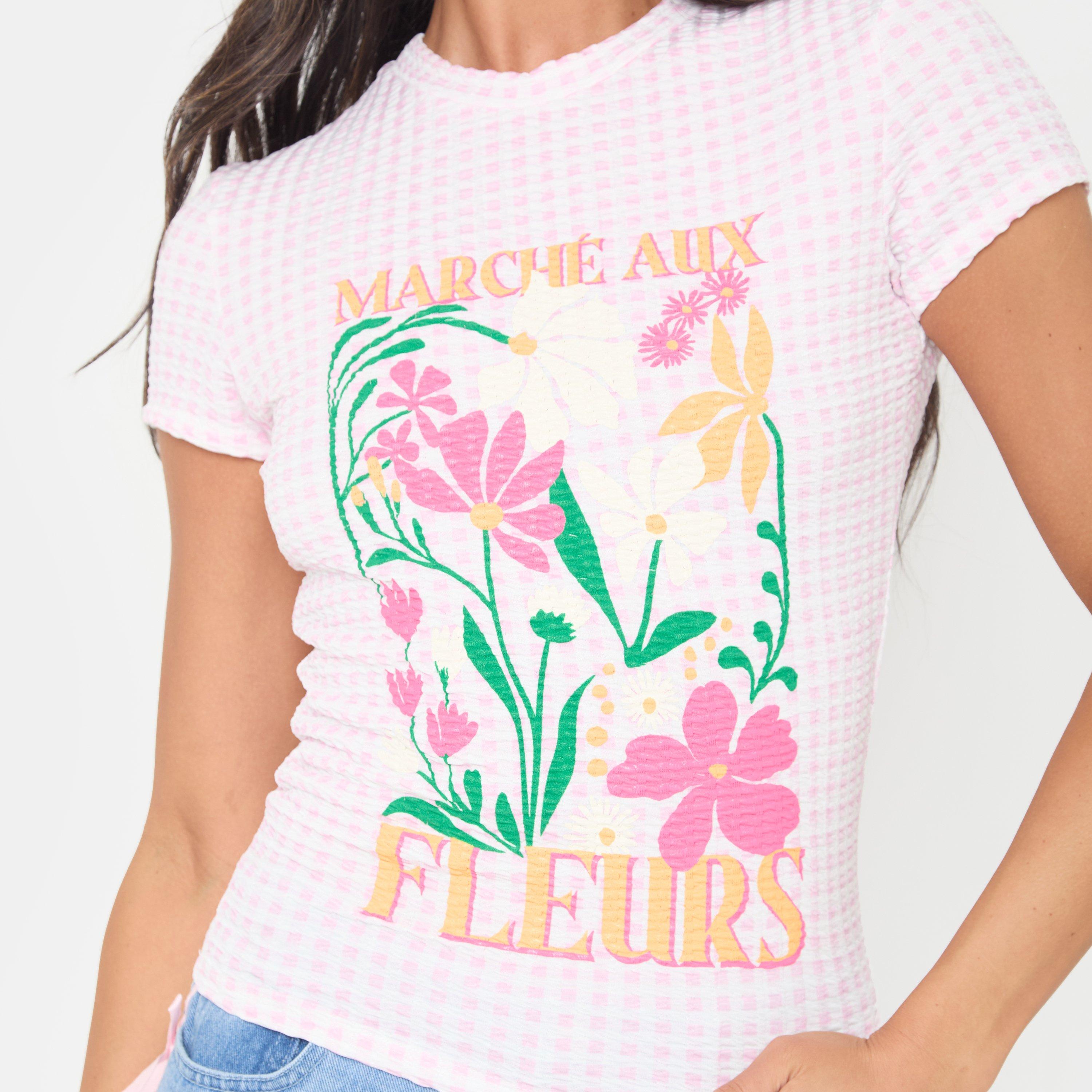 Pink Gingham - I Saw It First - Gingham Graphic Tee - 4