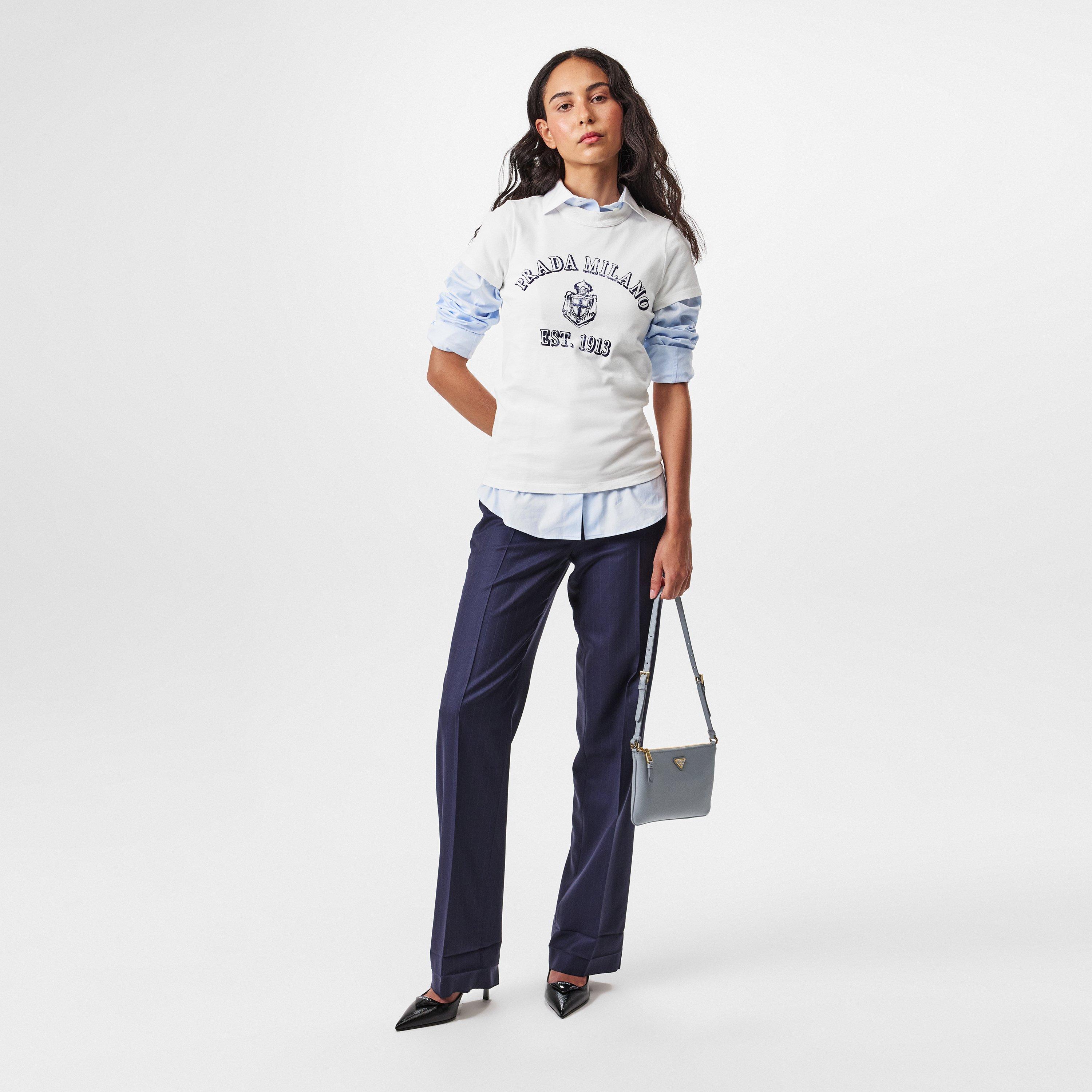 Bianco - Prada - Printed Jersey Logo T-Shirt - 6