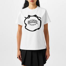 Ganni Embroidered Bow T-Shirt