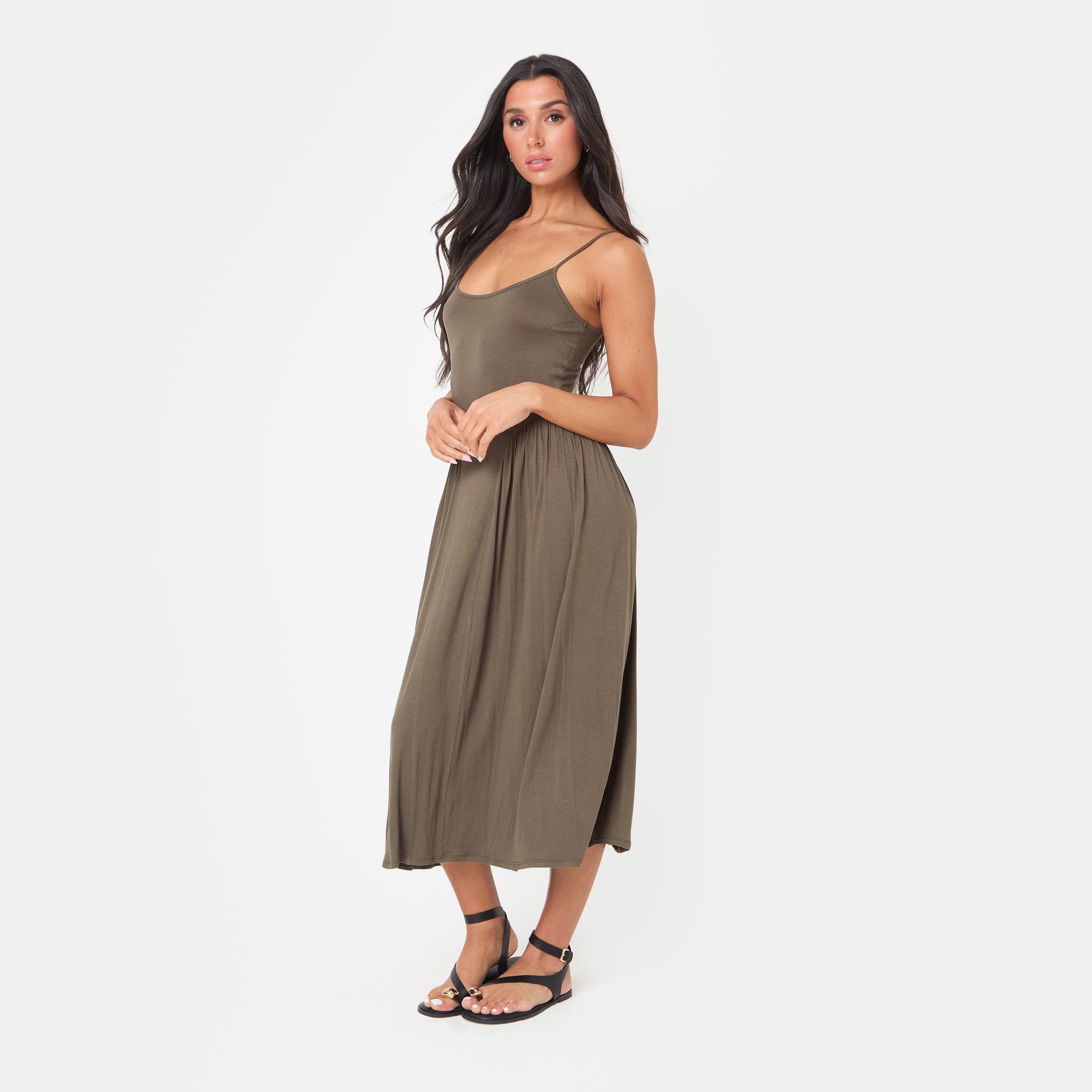 Khaki - I Saw It First - Tie Back Midi Dress - 2