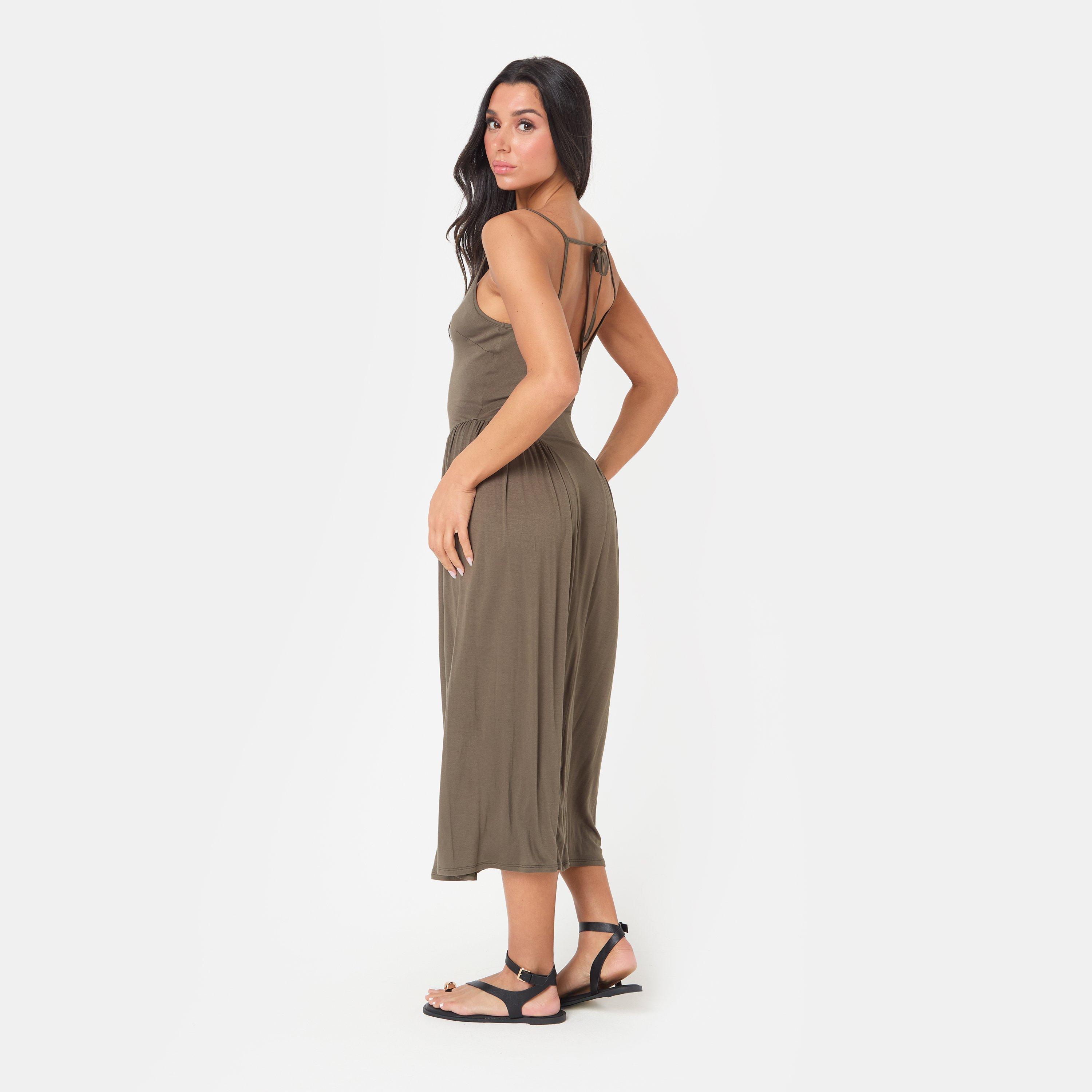 Khaki - I Saw It First - Tie Back Midi Dress - 3