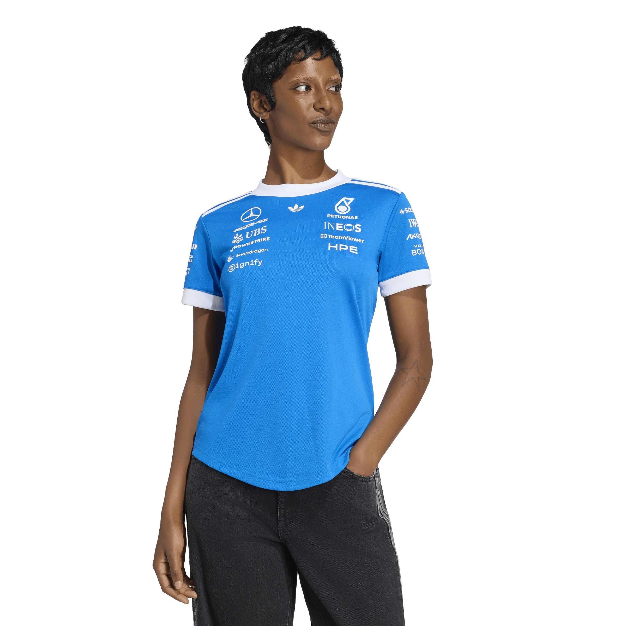 Blue/White - adidas Originals - x Mercedes AMG Petronas Formula 1 Team Blue Wonder Authentic Driver Jersey - 2