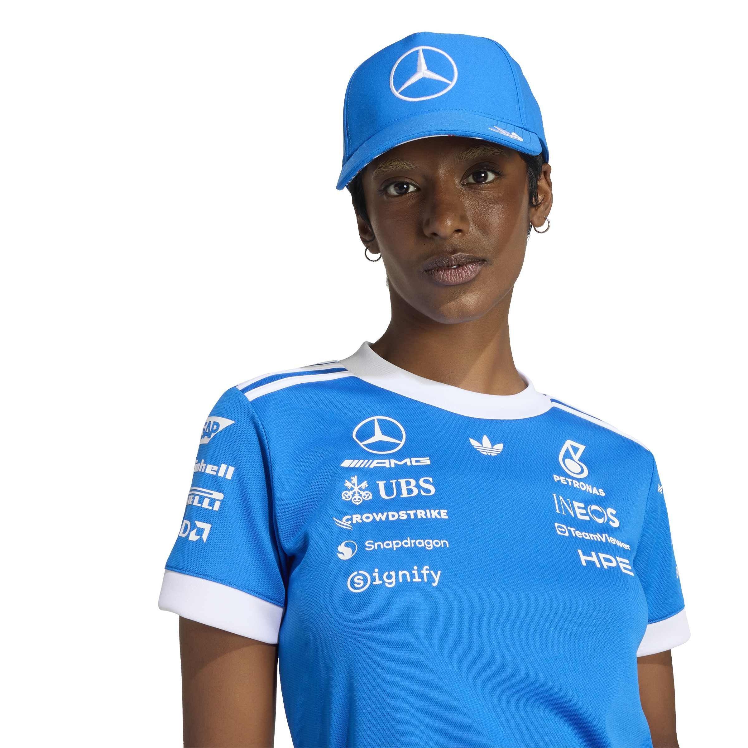 Blue/White - adidas Originals - x Mercedes AMG Petronas Formula 1 Team Blue Wonder Authentic Driver Jersey - 5