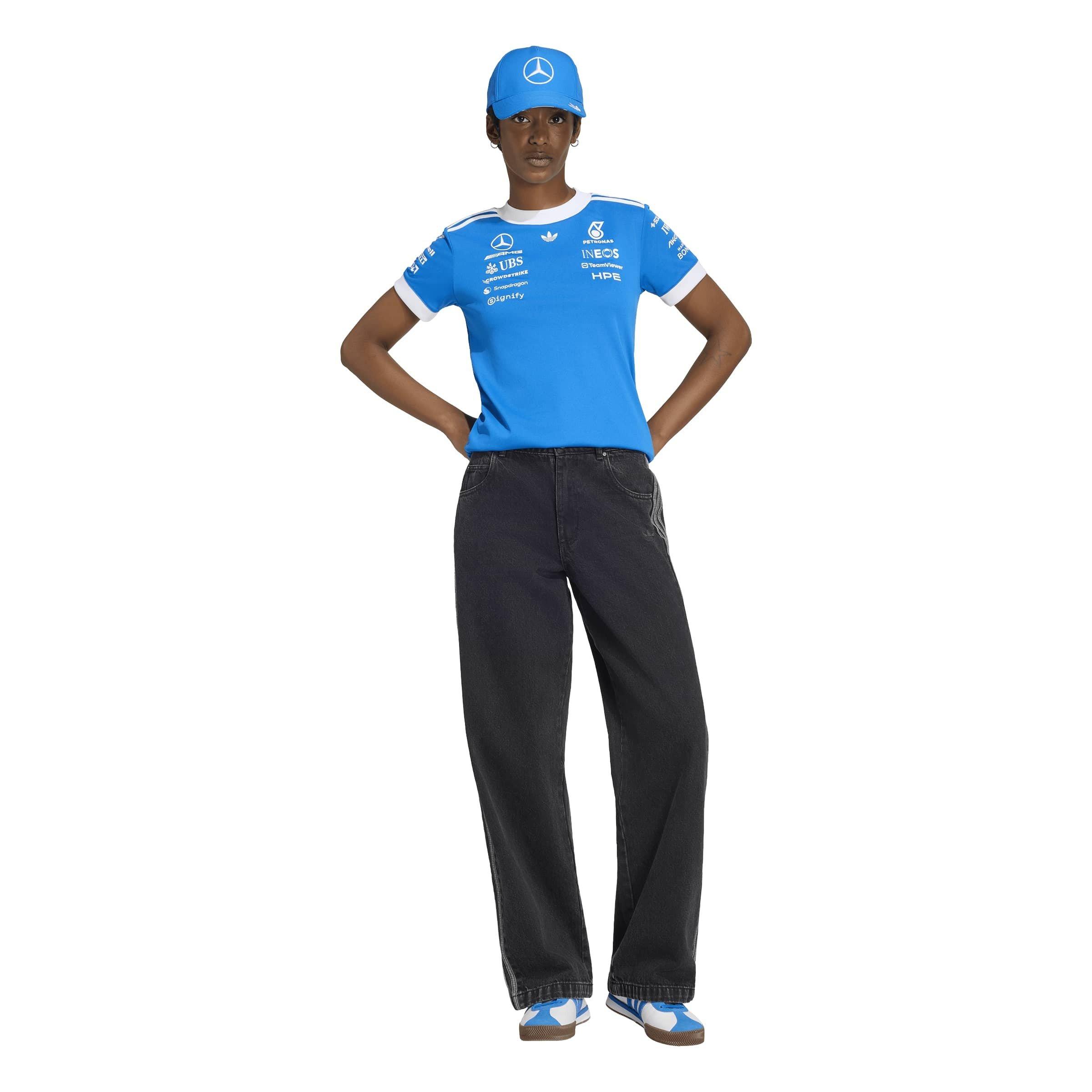 Blue/White - adidas Originals - x Mercedes AMG Petronas Formula 1 Team Blue Wonder Authentic Driver Jersey - 6