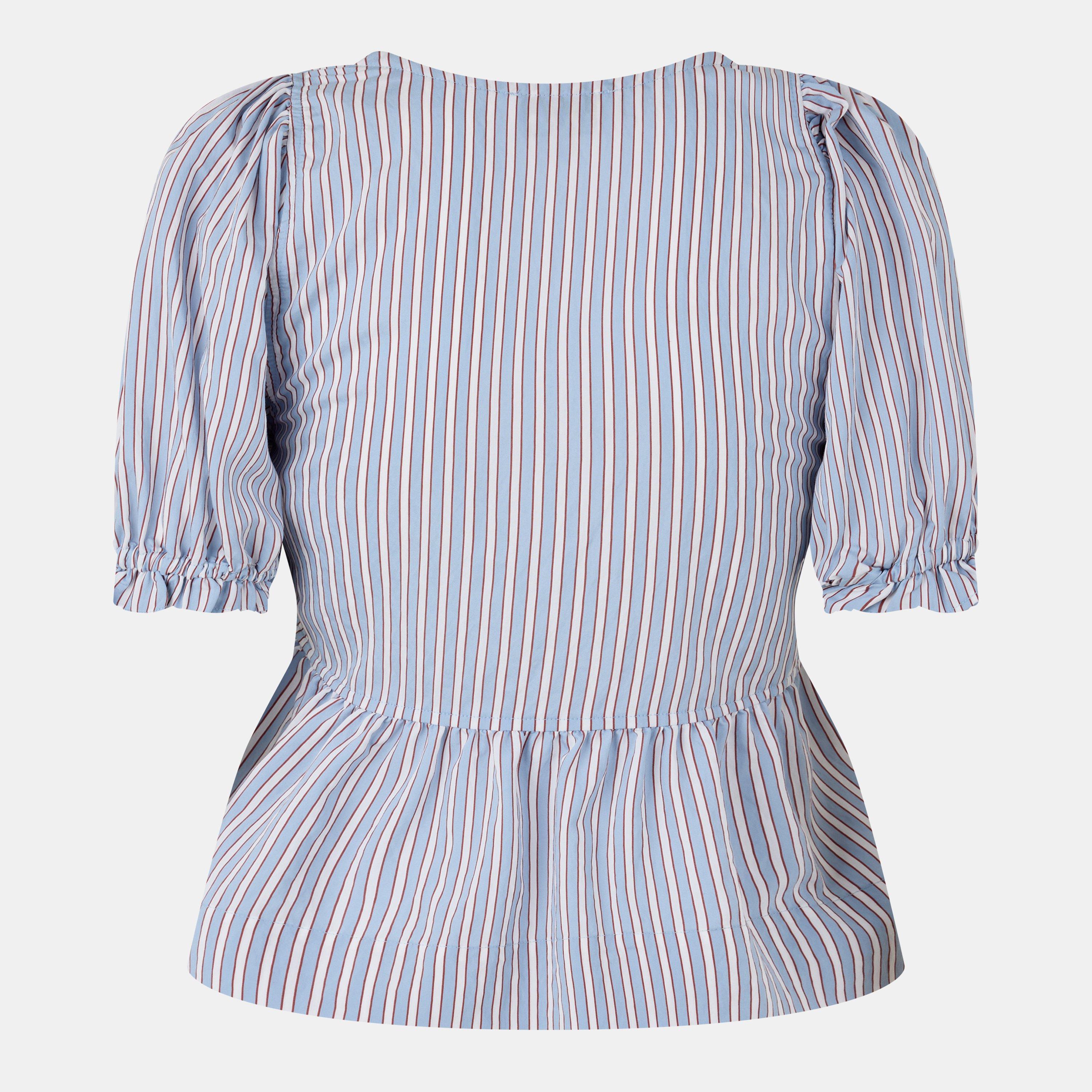 Soft Chambray - Ganni - Women's Stripe Short-Sleeve Patterned Shirt - 2