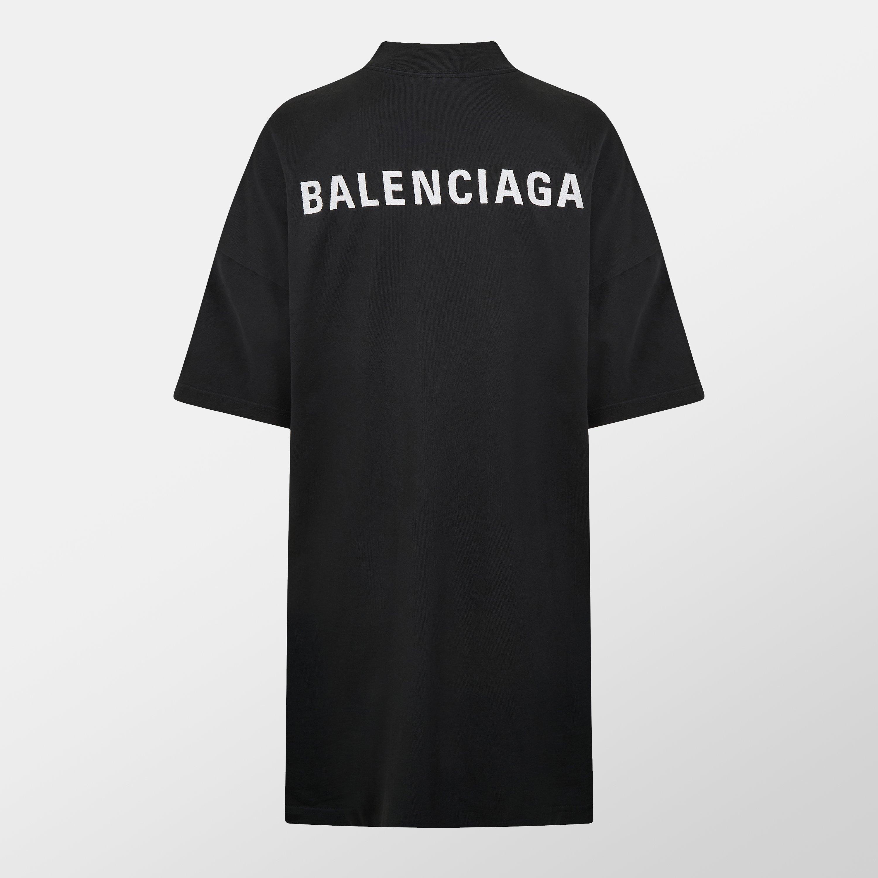 Black/White - Balenciaga - Back Logo T-Shirt Dress - 6