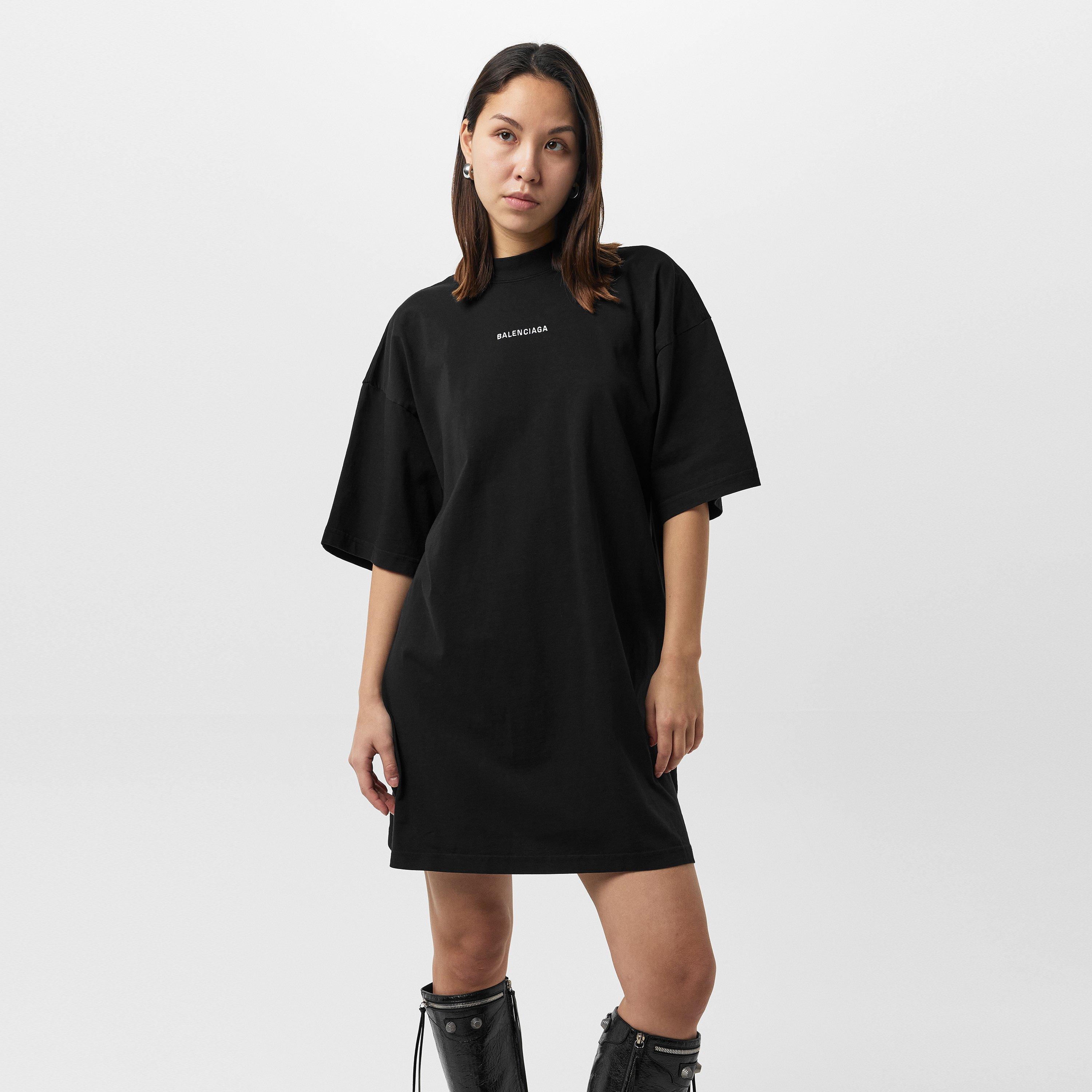 Black/White - Balenciaga - Back Logo T-Shirt Dress - 3