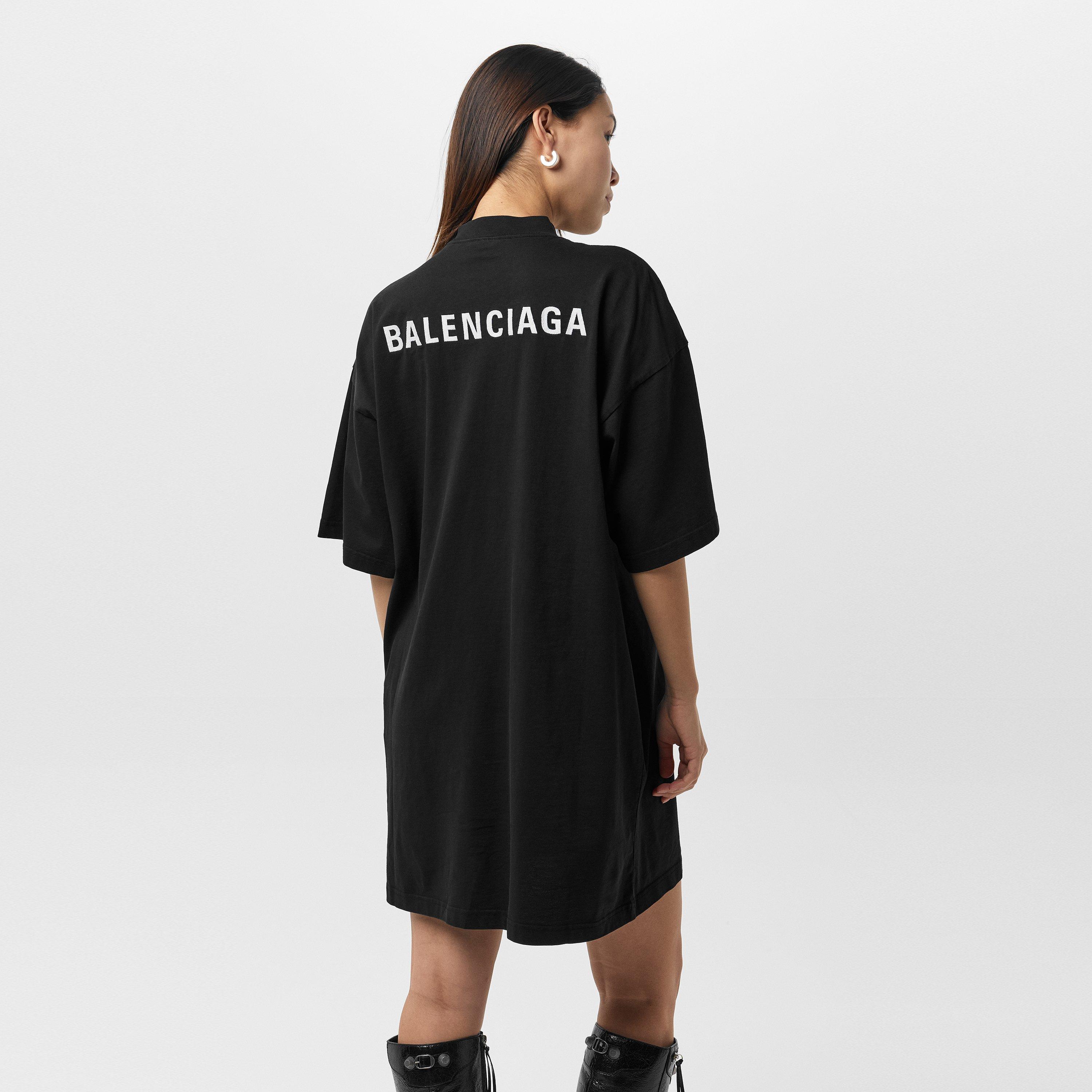 Black/White - Balenciaga - Back Logo T-Shirt Dress - 4