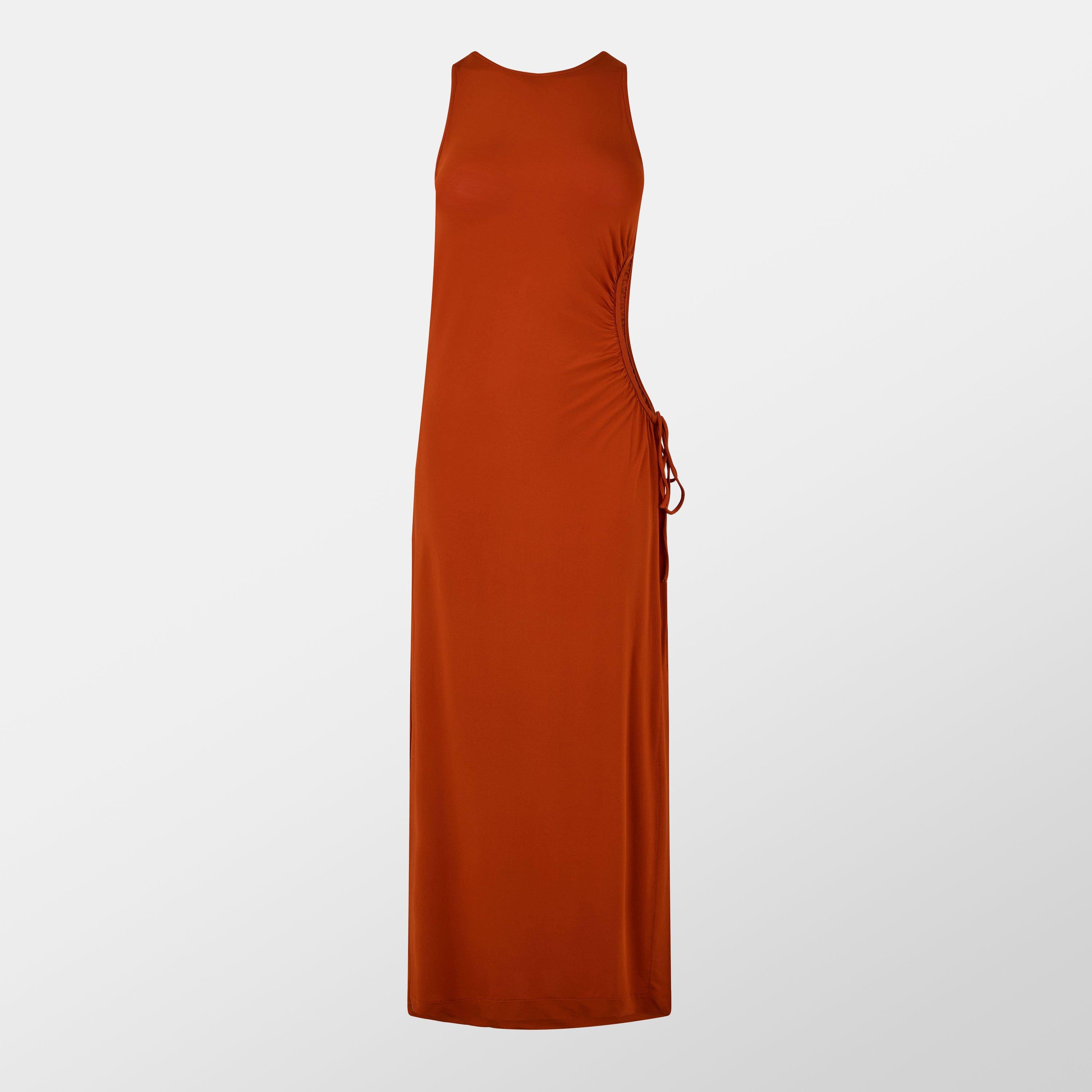 Rust - Max Mara - Women's Caro Floor Length Drape Maxi Dress - 1
