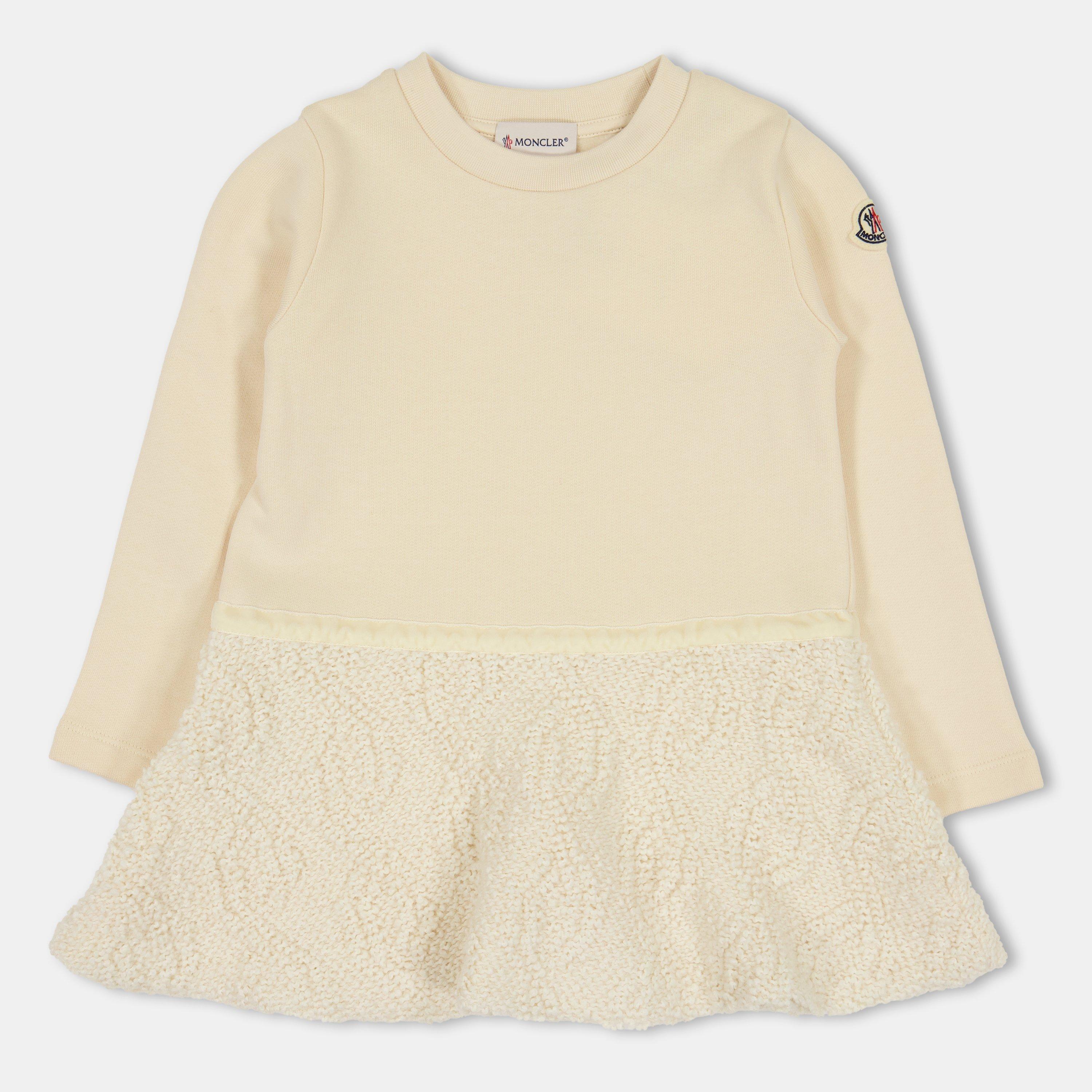 Moncler Kids' Flared Skater Dress - Cream 050 - Size 10Y