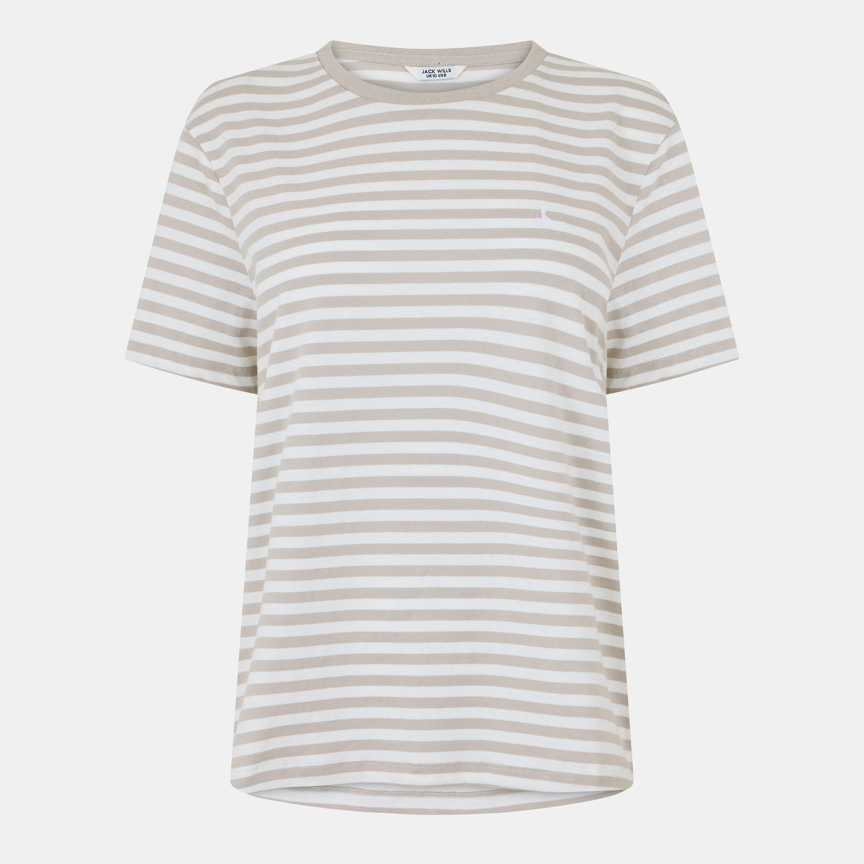 Jack Wills Women's Endmoor Boyfriend T-Shirt - Stone Stripe - 8 (XS)