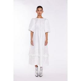 Glamorous Off-White Brocade Tiered Tie-Back Midi-Dress