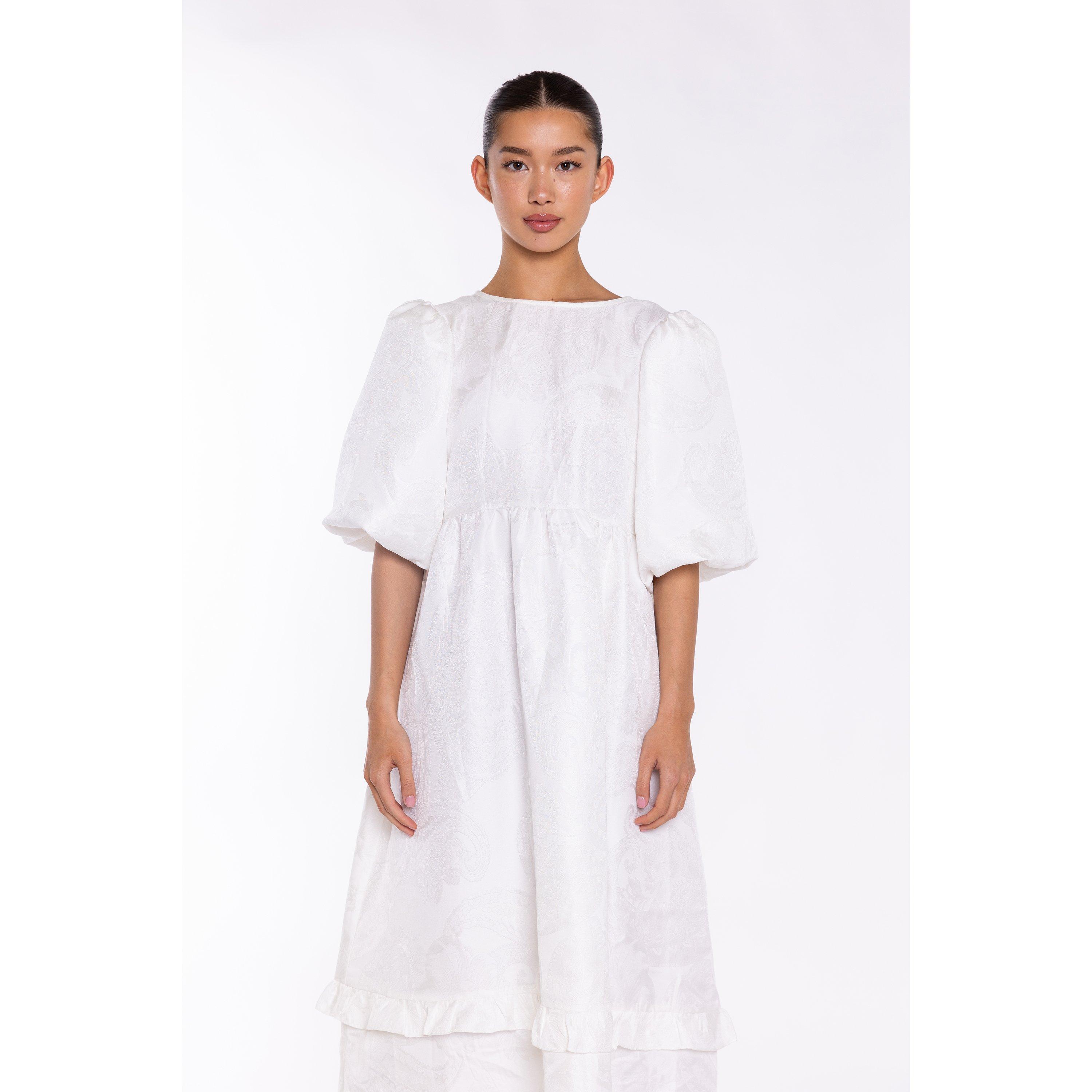 Blanco - Glamorous - Off-White Brocade Tiered Tie-Back Midi-Dress - 2