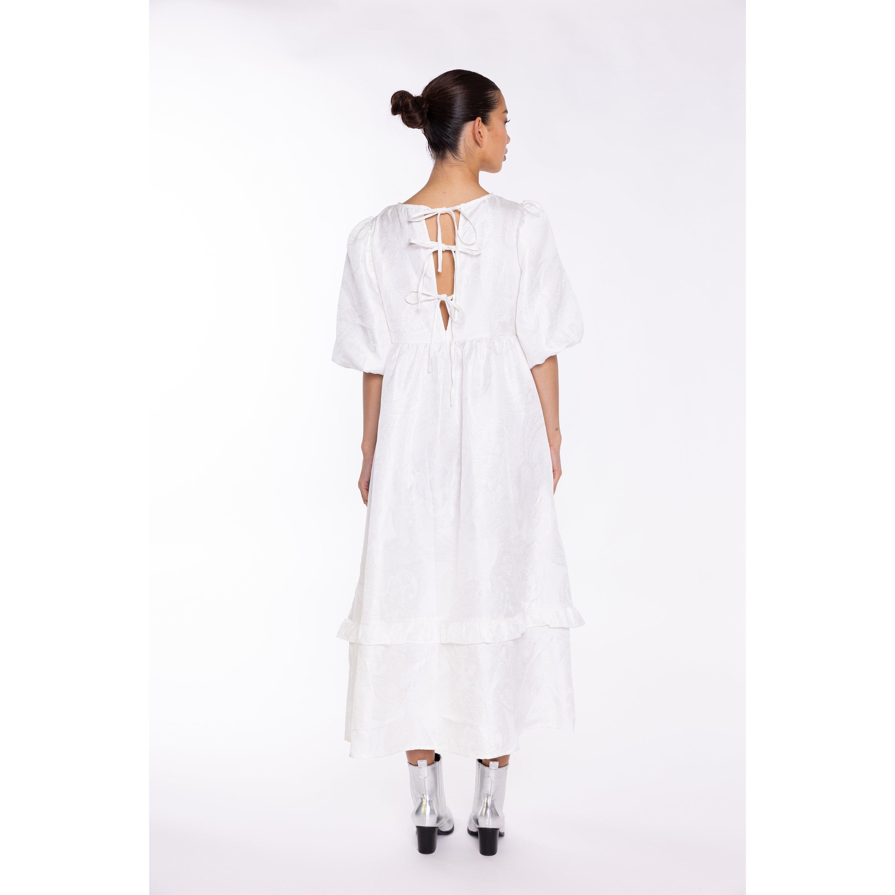 Blanco - Glamorous - Off-White Brocade Tiered Tie-Back Midi-Dress - 3
