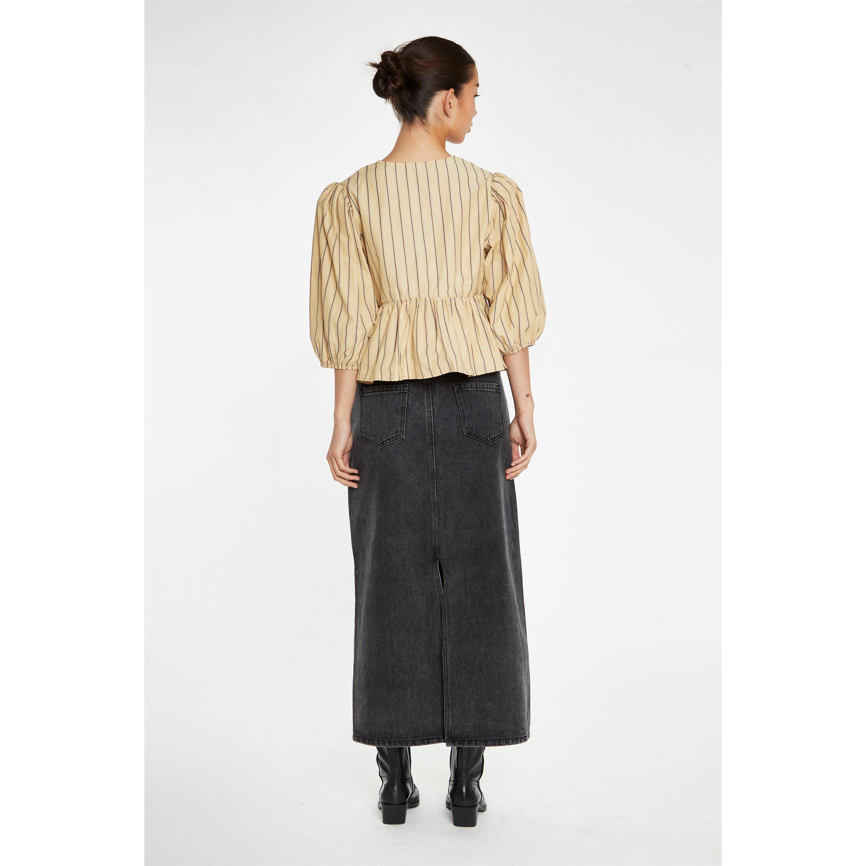 Beige - Glamorous - Beige-Brown Stripe Tie-Front -Top - 3