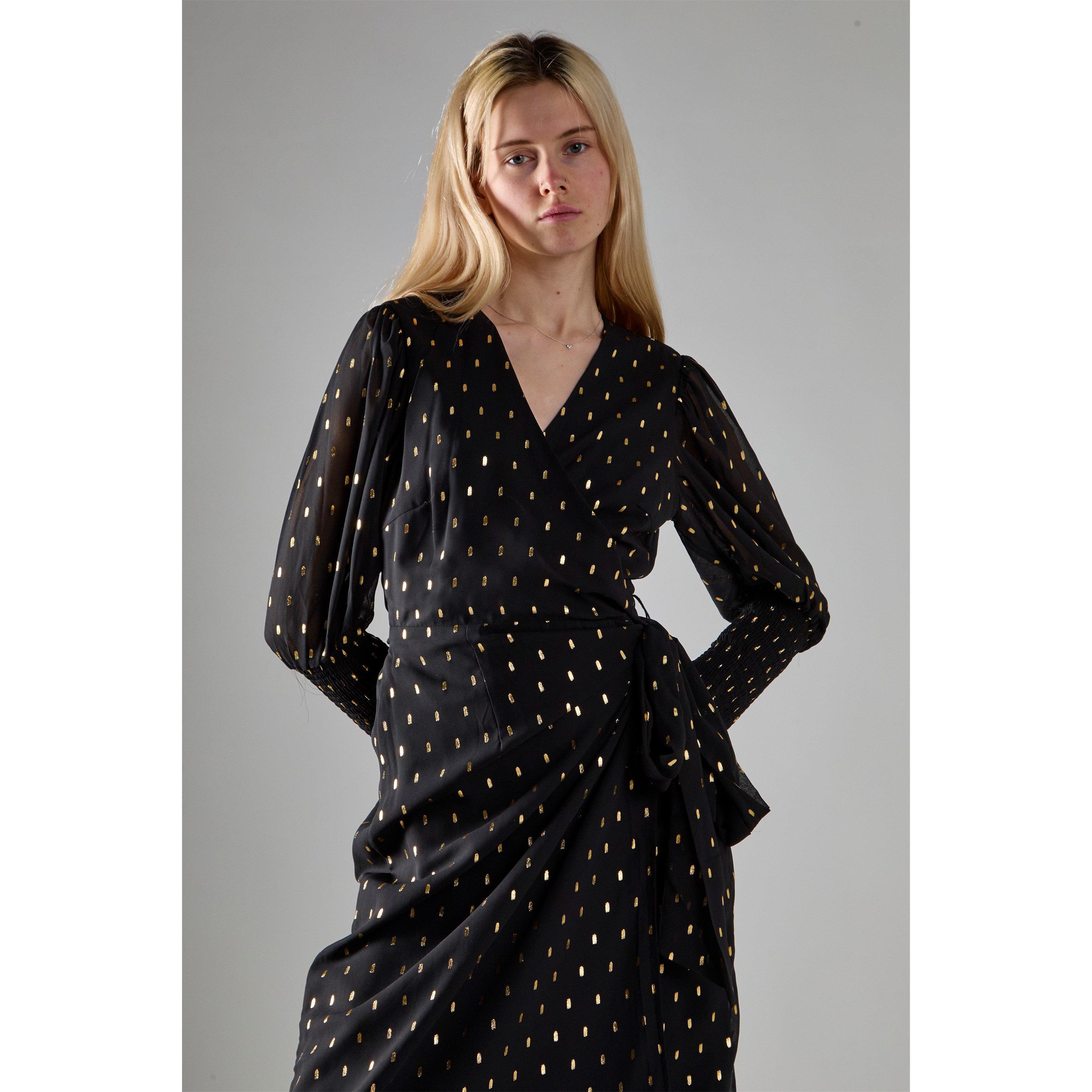 Black - Glamorous - with Gold Spot Long-Dress - 2