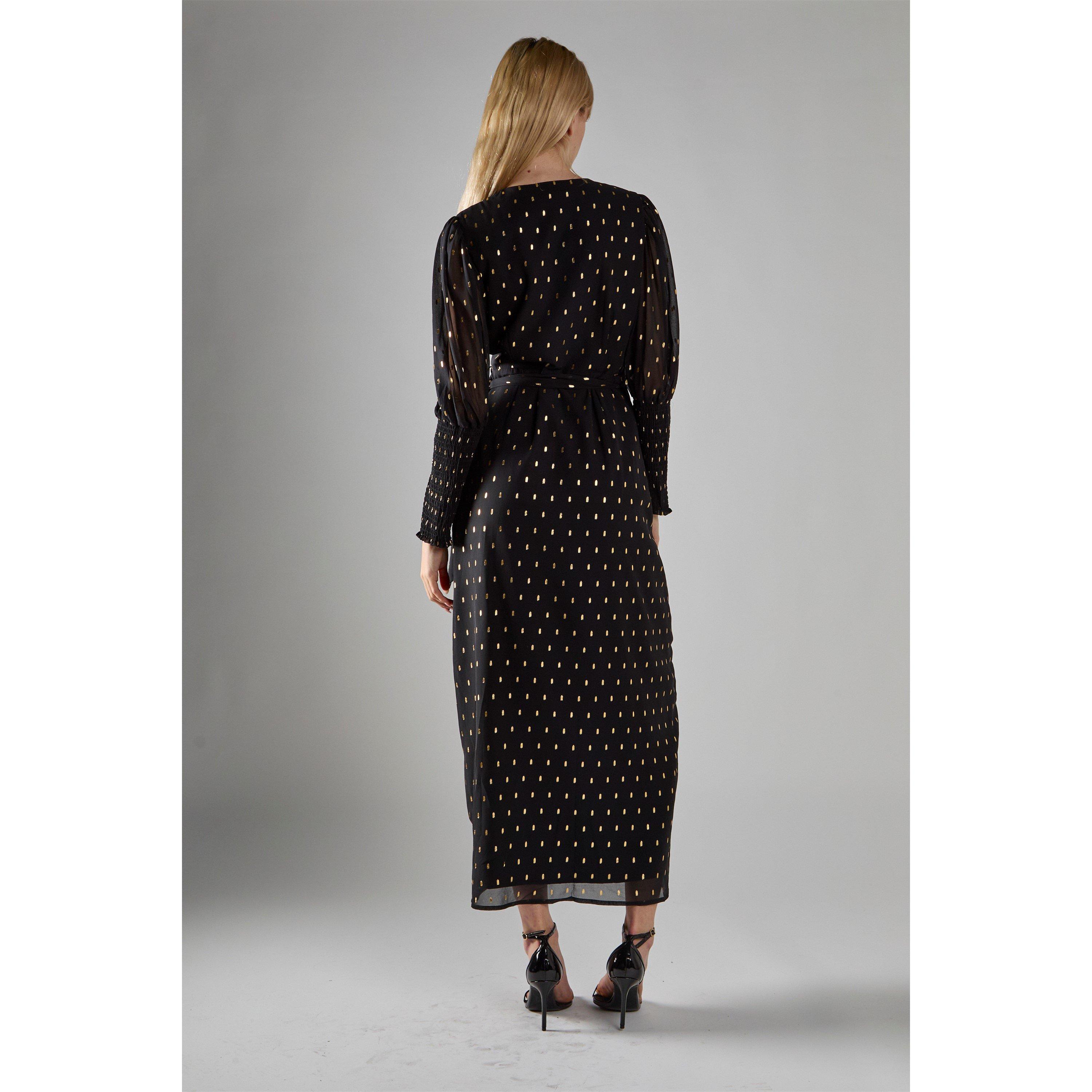 Black - Glamorous - with Gold Spot Long-Dress - 3