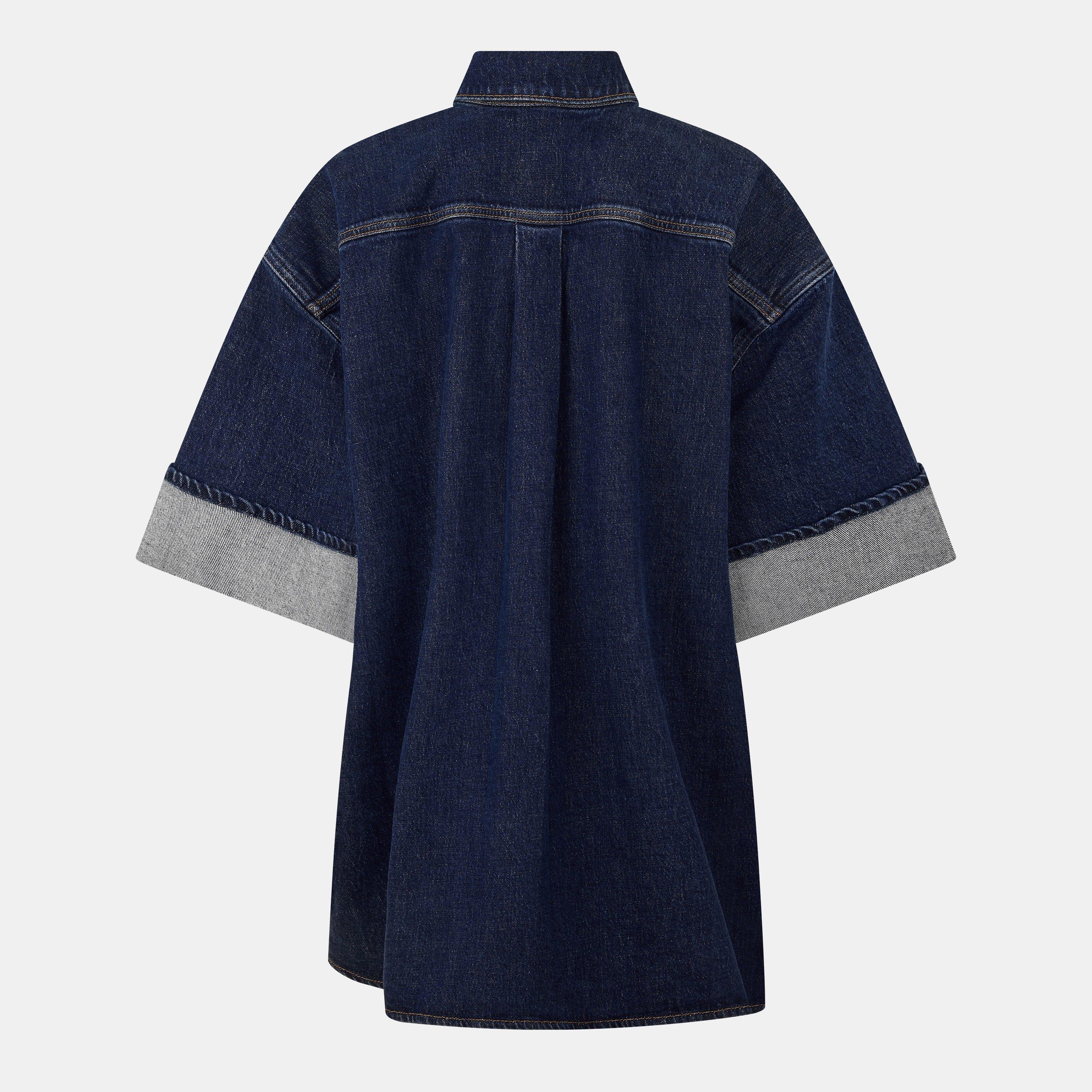 Rinse Blue - 7 For All Mankind - Women's Nina Short-Sleeve Plain Shirt - 2