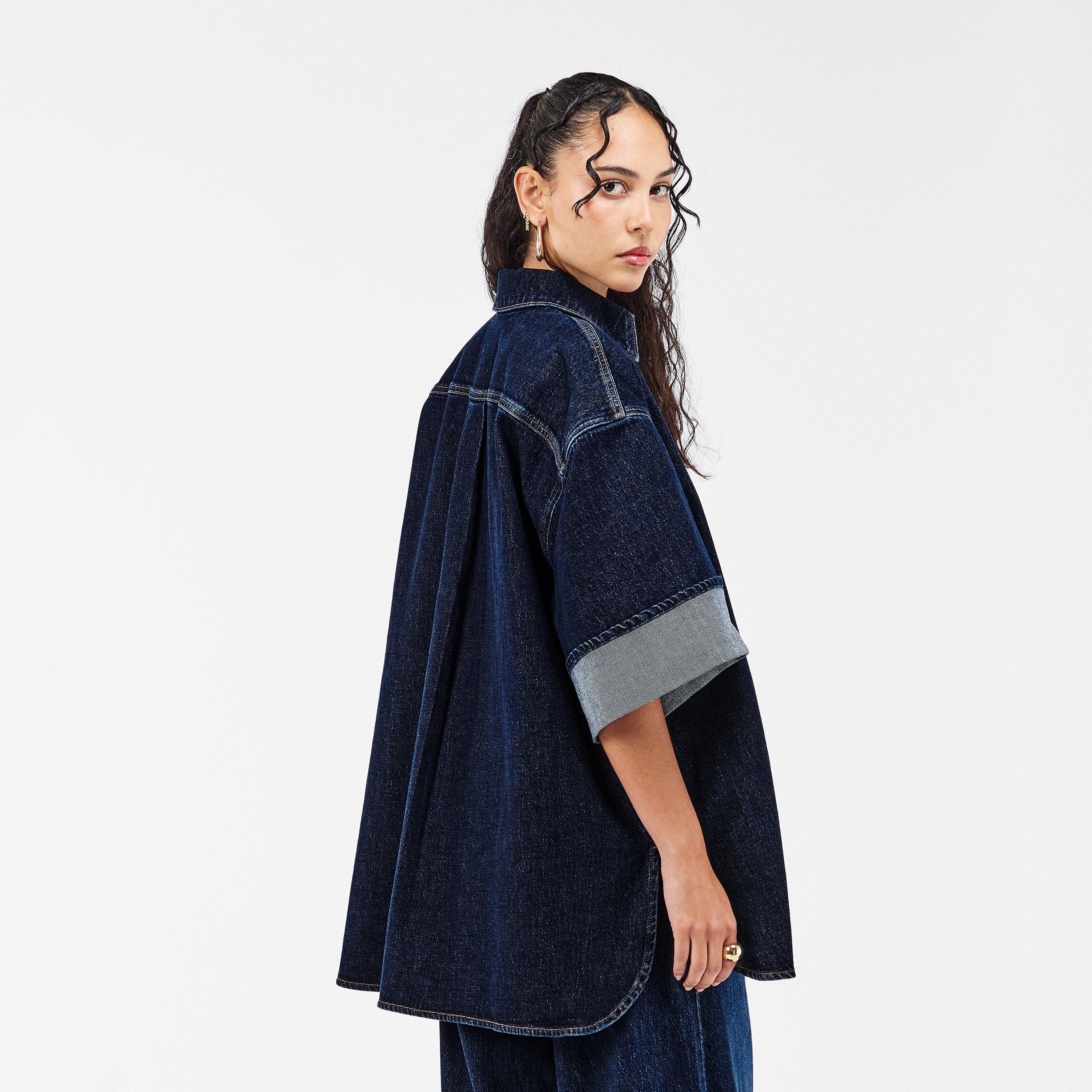 Rinse Blue - 7 For All Mankind - Women's Nina Short-Sleeve Plain Shirt - 4