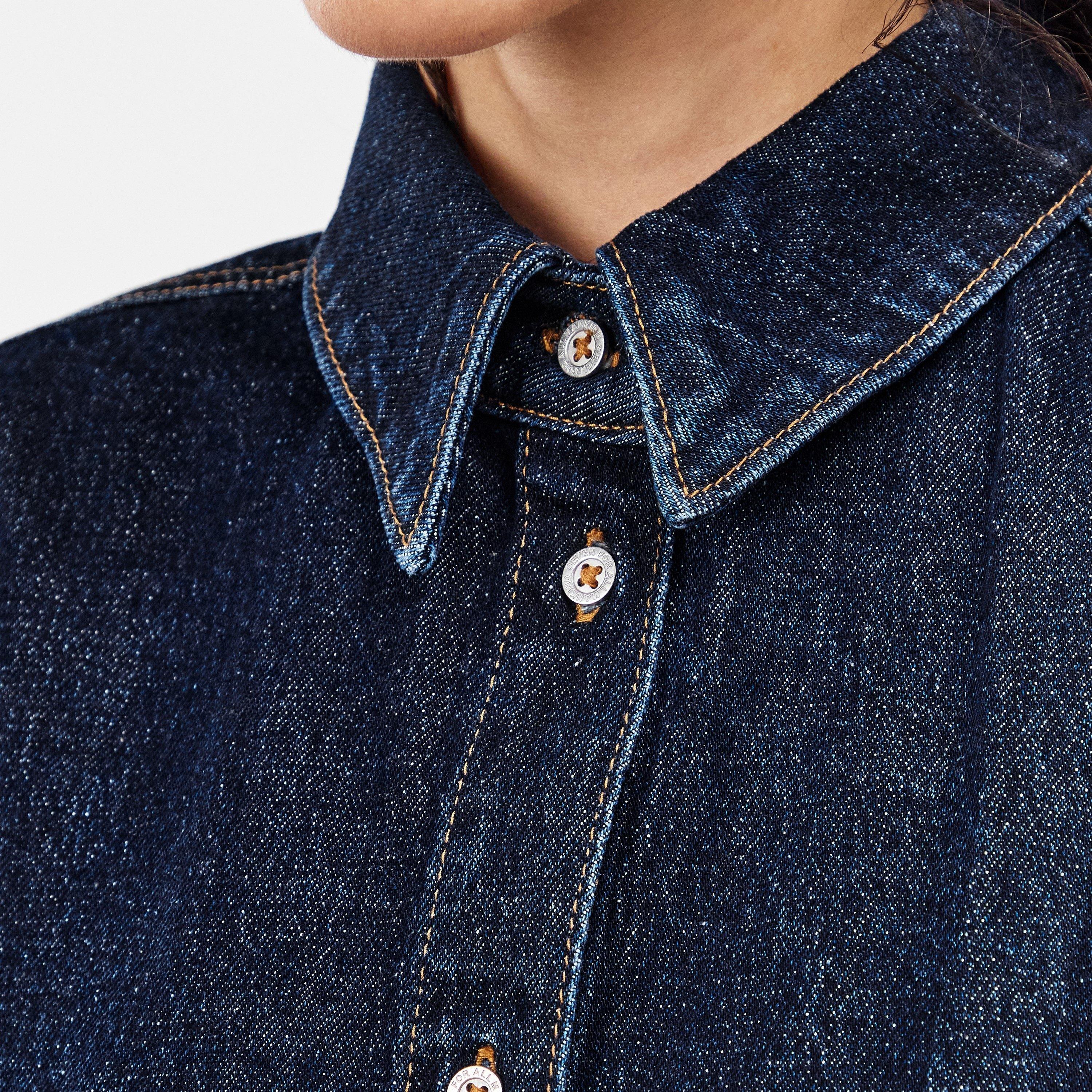 Rinse Blue - 7 For All Mankind - Women's Nina Short-Sleeve Plain Shirt - 5