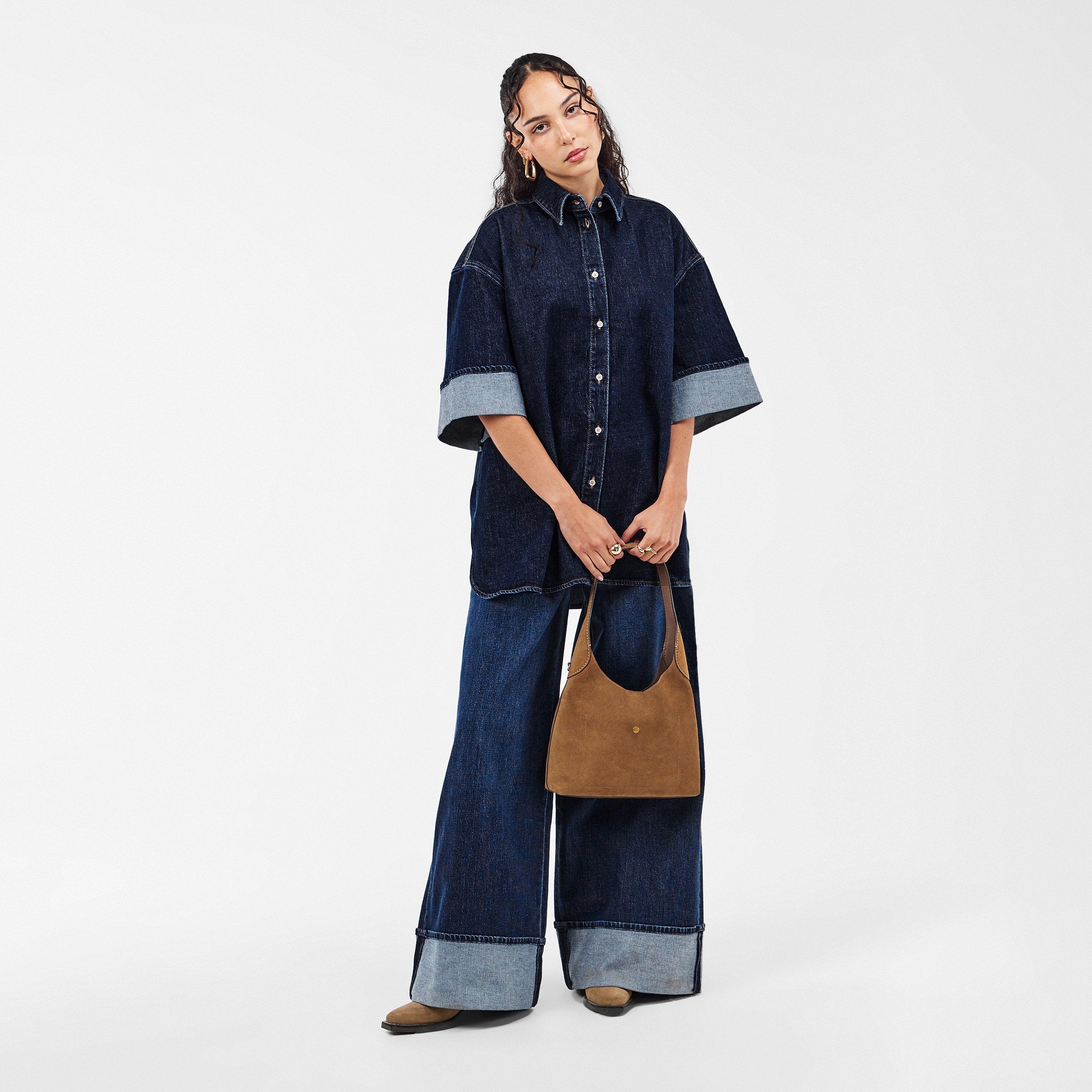 Rinse Blue - 7 For All Mankind - Women's Nina Short-Sleeve Plain Shirt - 6