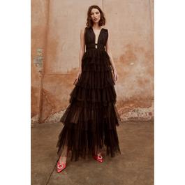 True Decadence Decadence Eliza Plunge Front Tulle Layered Maxi Dress