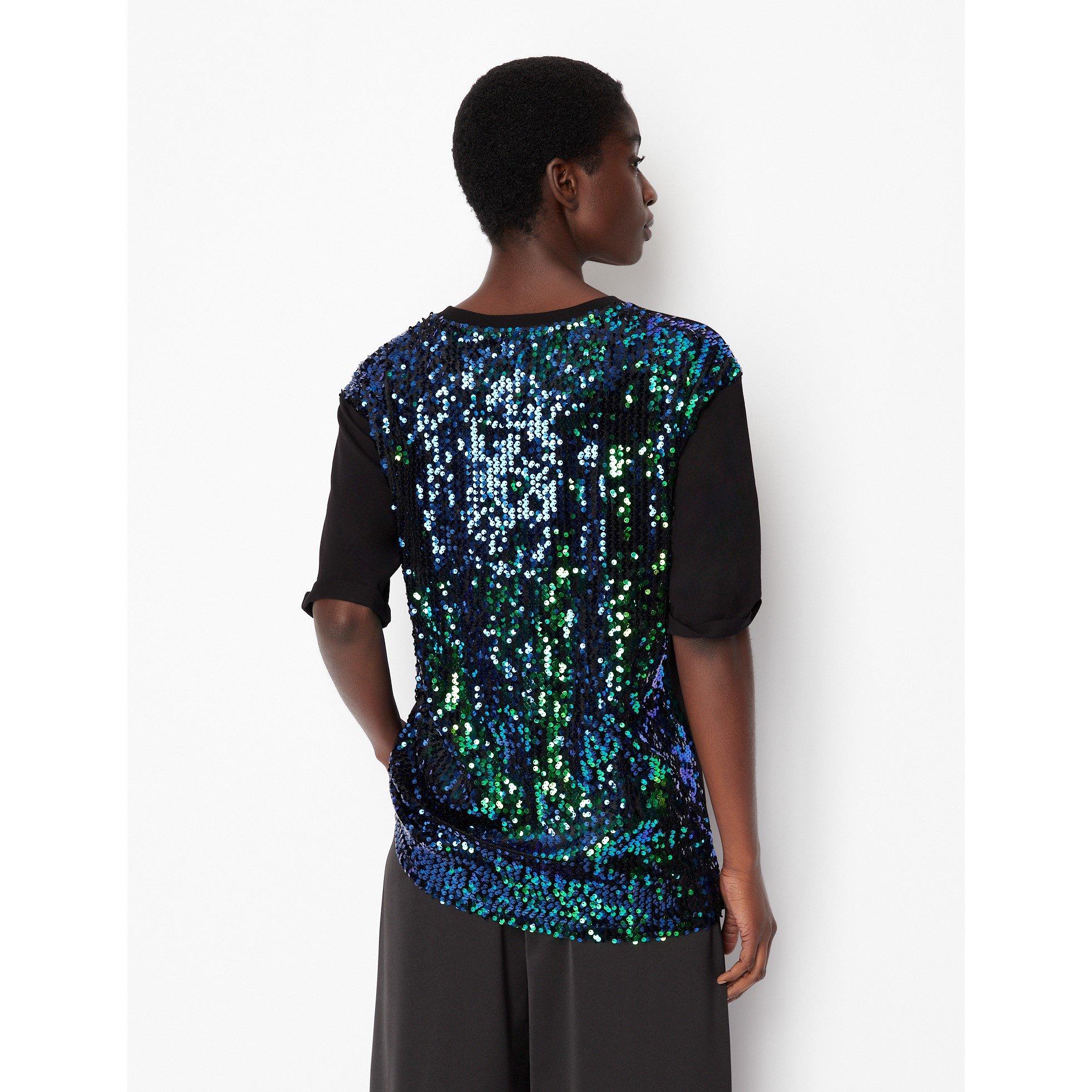 Crna - Armani Exchange - Armani Sequin T-Shirt - 2