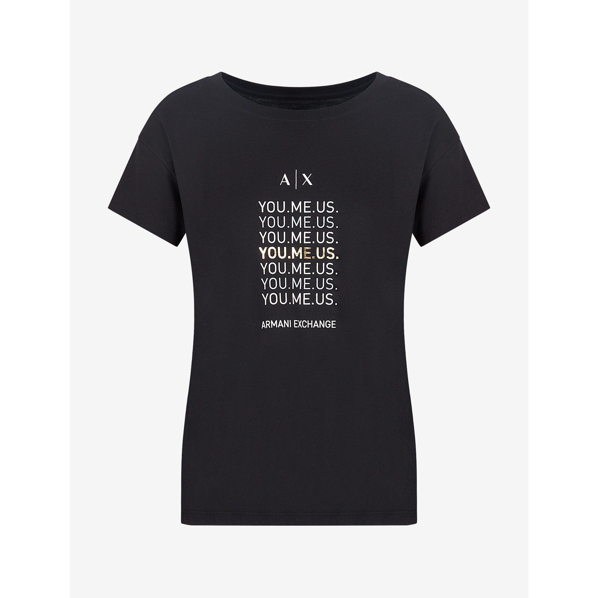 Black - Armani Exchange - Women's Foil Logo Regular Fit T-Shirt - 4