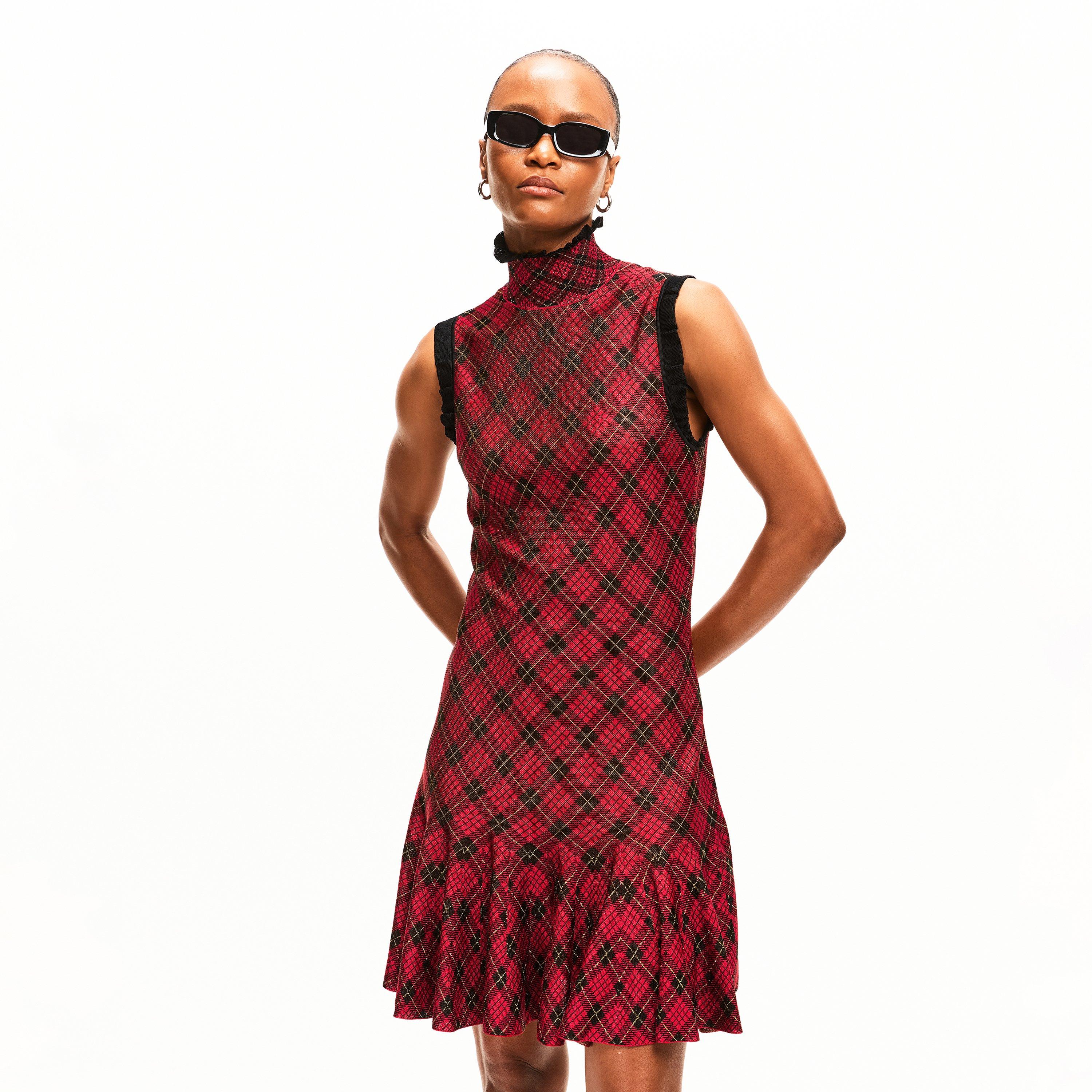 Red/Blk/Ylw - Alexander McQueen - Women's Alex Check Mini Dress - 3