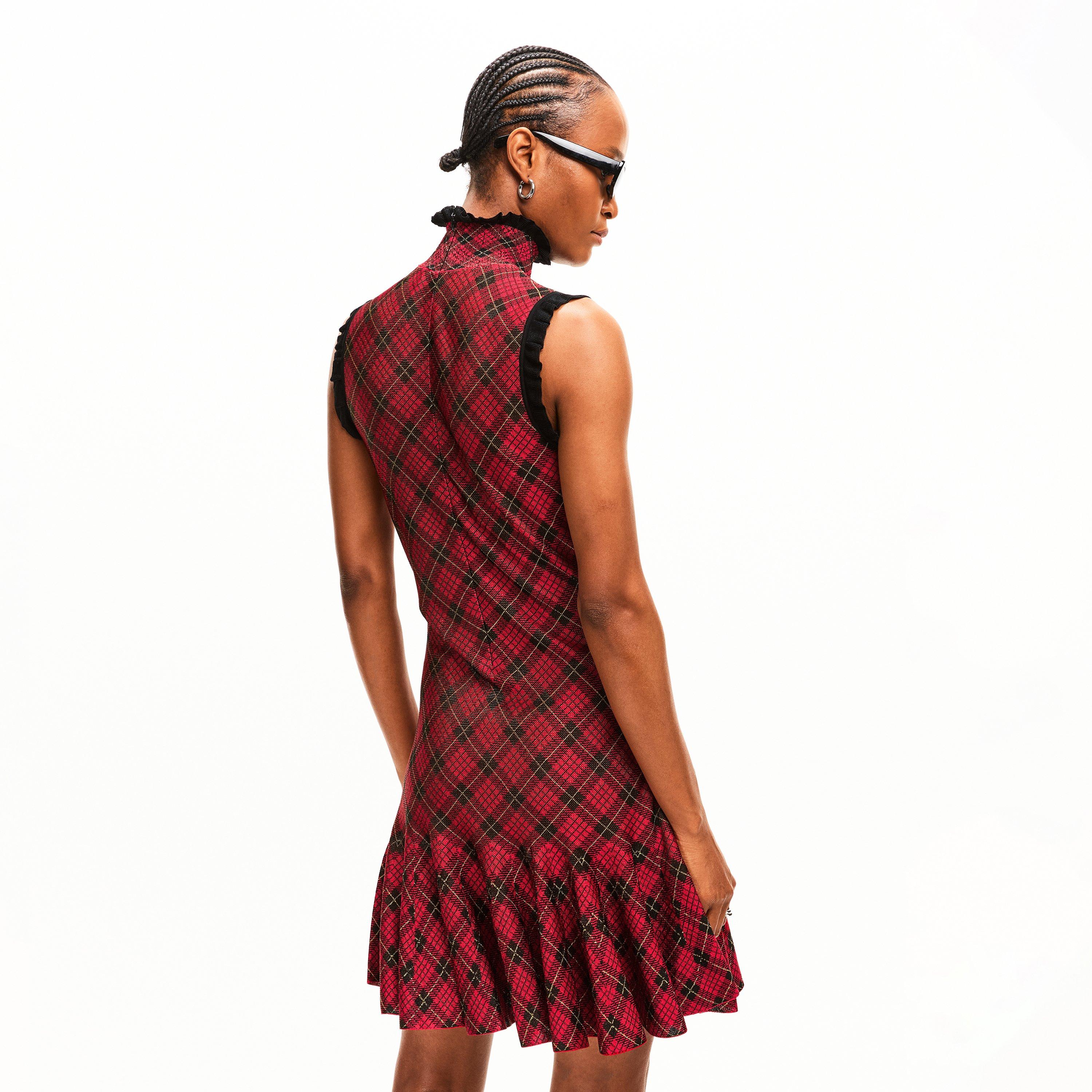 Red/Blk/Ylw - Alexander McQueen - Women's Alex Check Mini Dress - 4