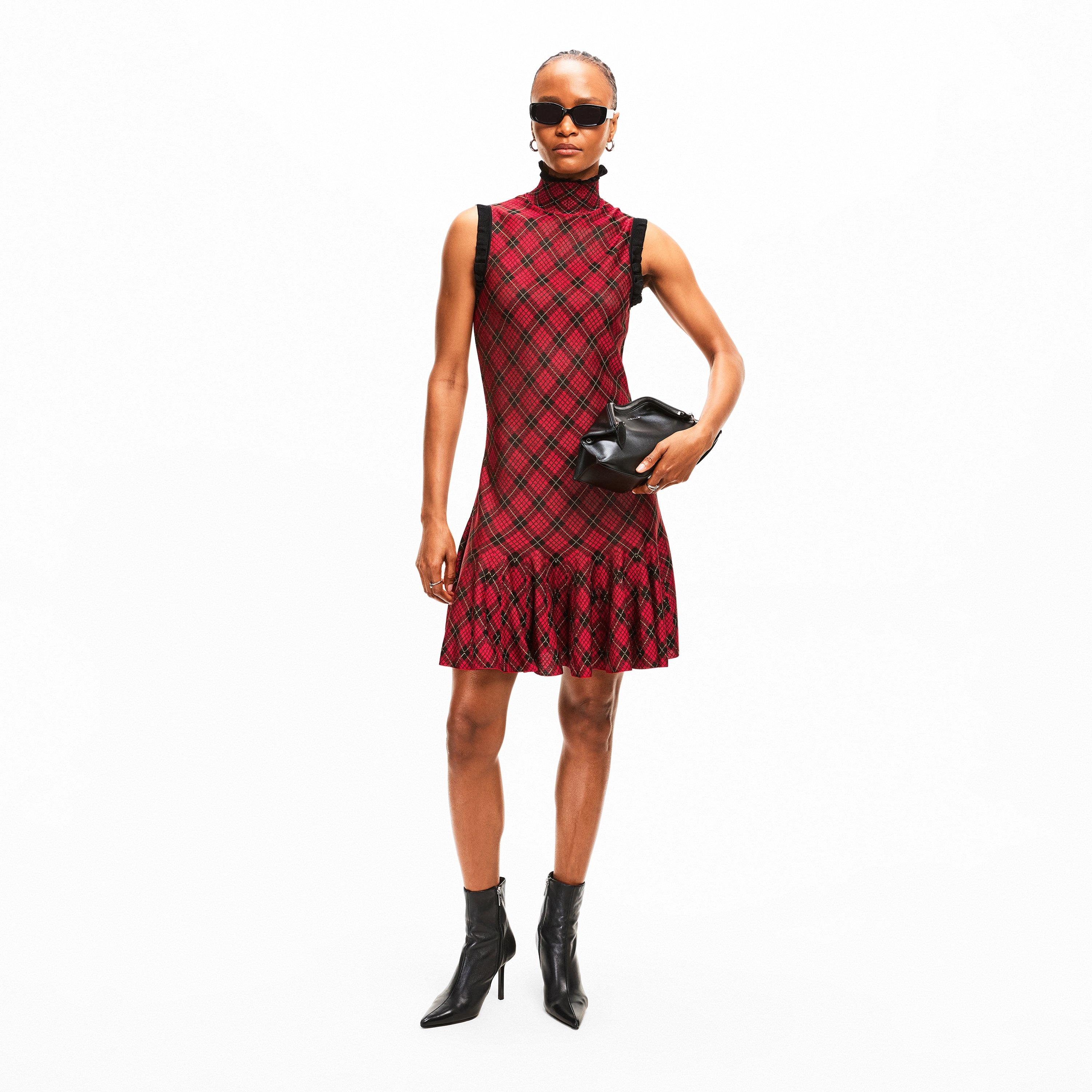 Red/Blk/Ylw - Alexander McQueen - Women's Alex Check Mini Dress - 5