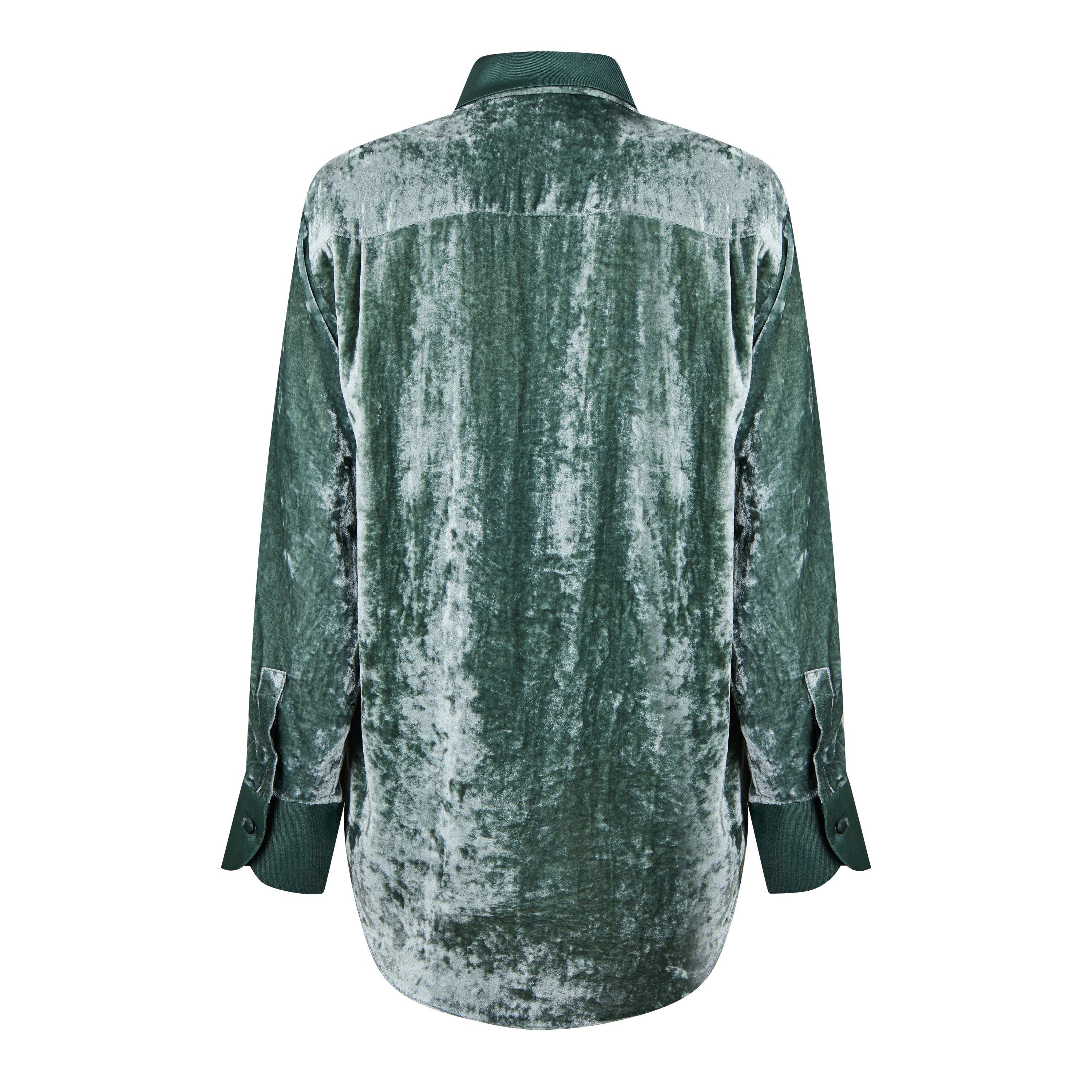 Verde - Emporio Armani - Women's Velvet Long-Sleeve Oxford Shirt - 2
