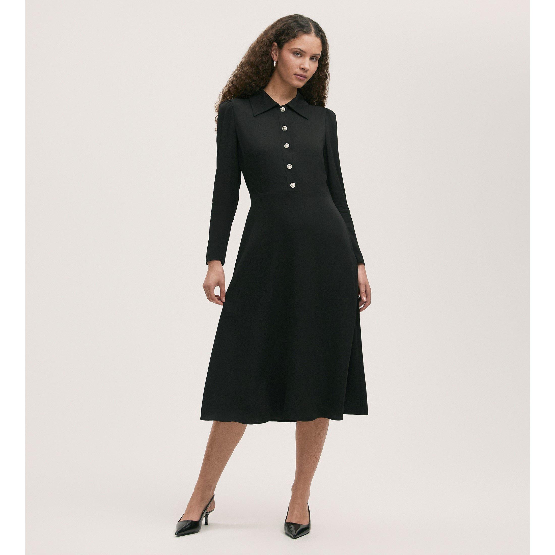Finery Women's Black Lucia Collared Neck Long Sleeve Midi Dress - 12 (M) - Image 3