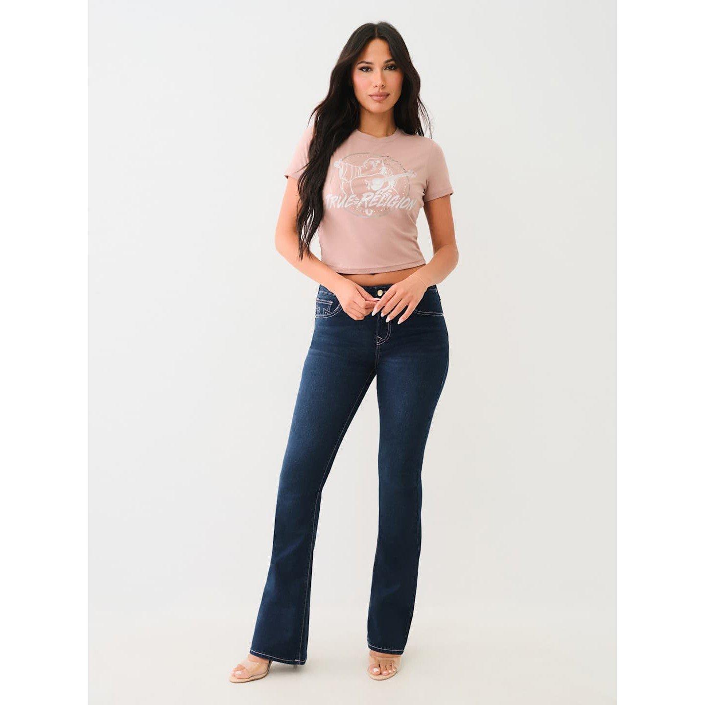 Antler - True Religion - Women's Crystal Retro Buddha Logo Regular Fit T-Shirt - 4