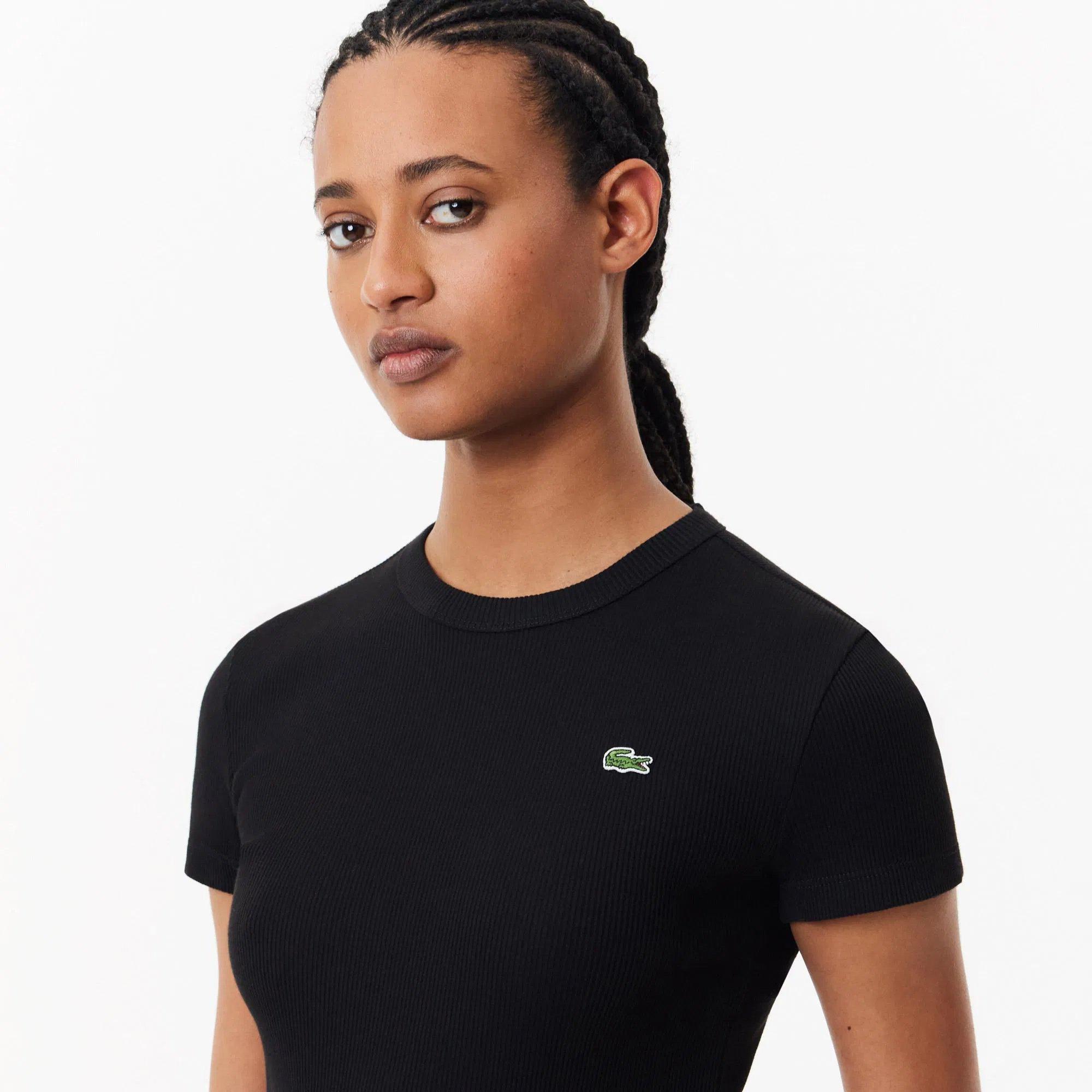 BLACK - Lacoste - Rib Slim Fit T-Shirt - 3