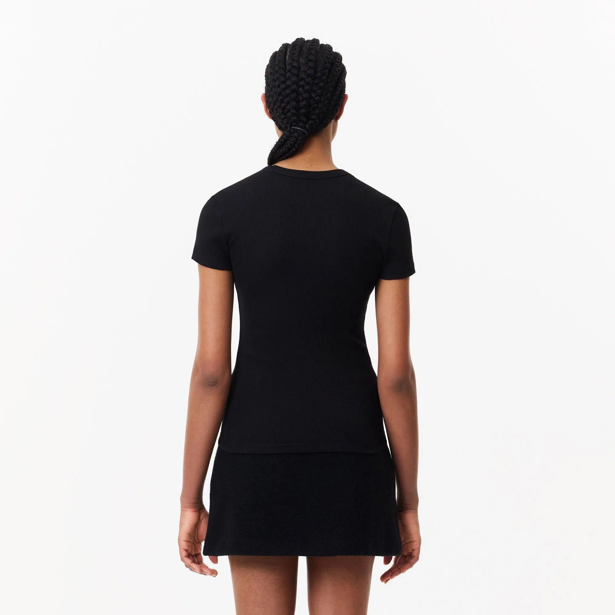 BLACK - Lacoste - Rib Slim Fit T-Shirt - 5