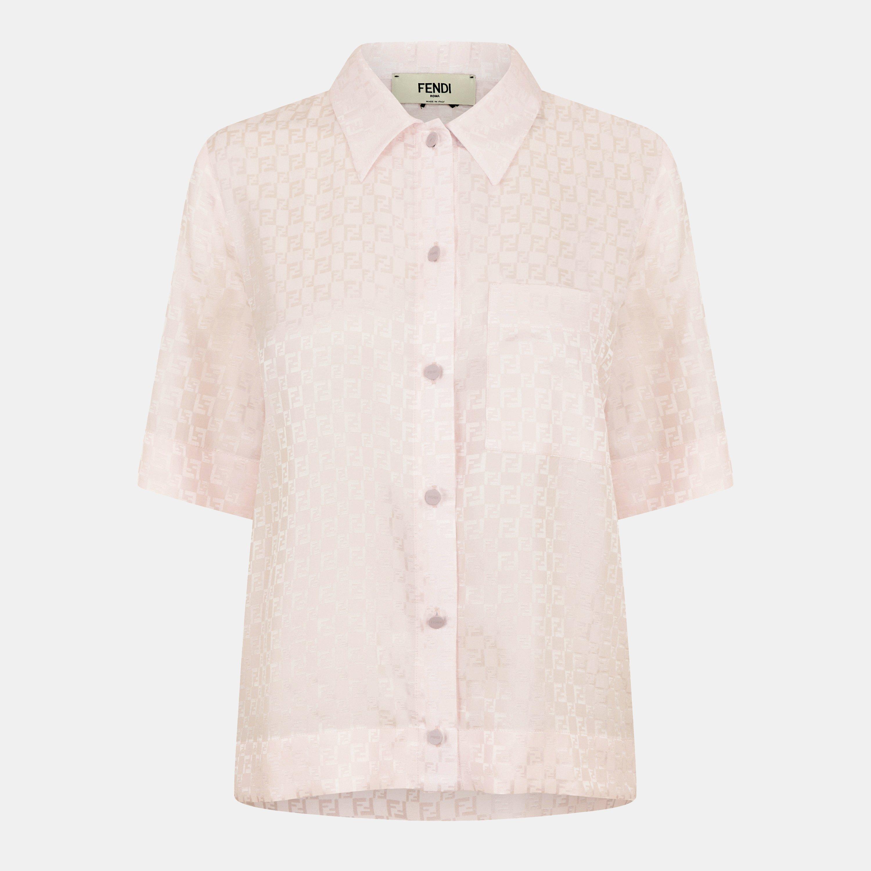 Fendi Ff Silk Shirt - Peach Sorbet - Size 40 (UK 8)