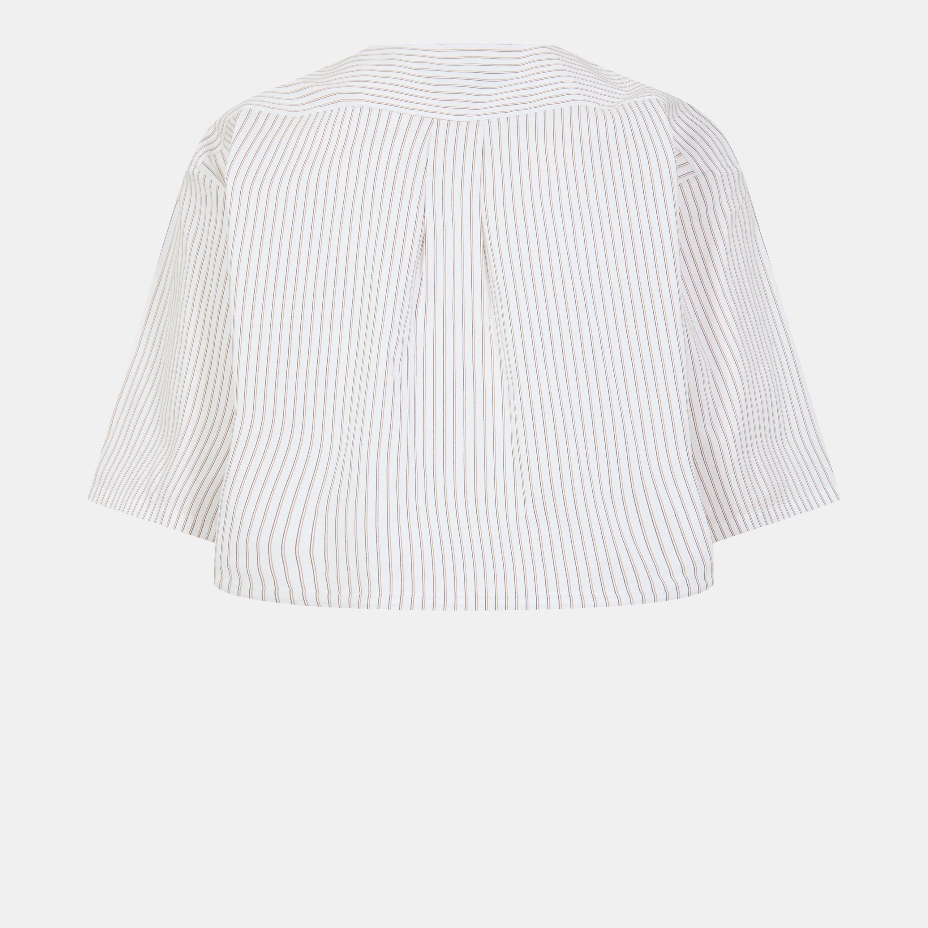 Cream - Fendi - Tied Striped Cropped Shirt - 2