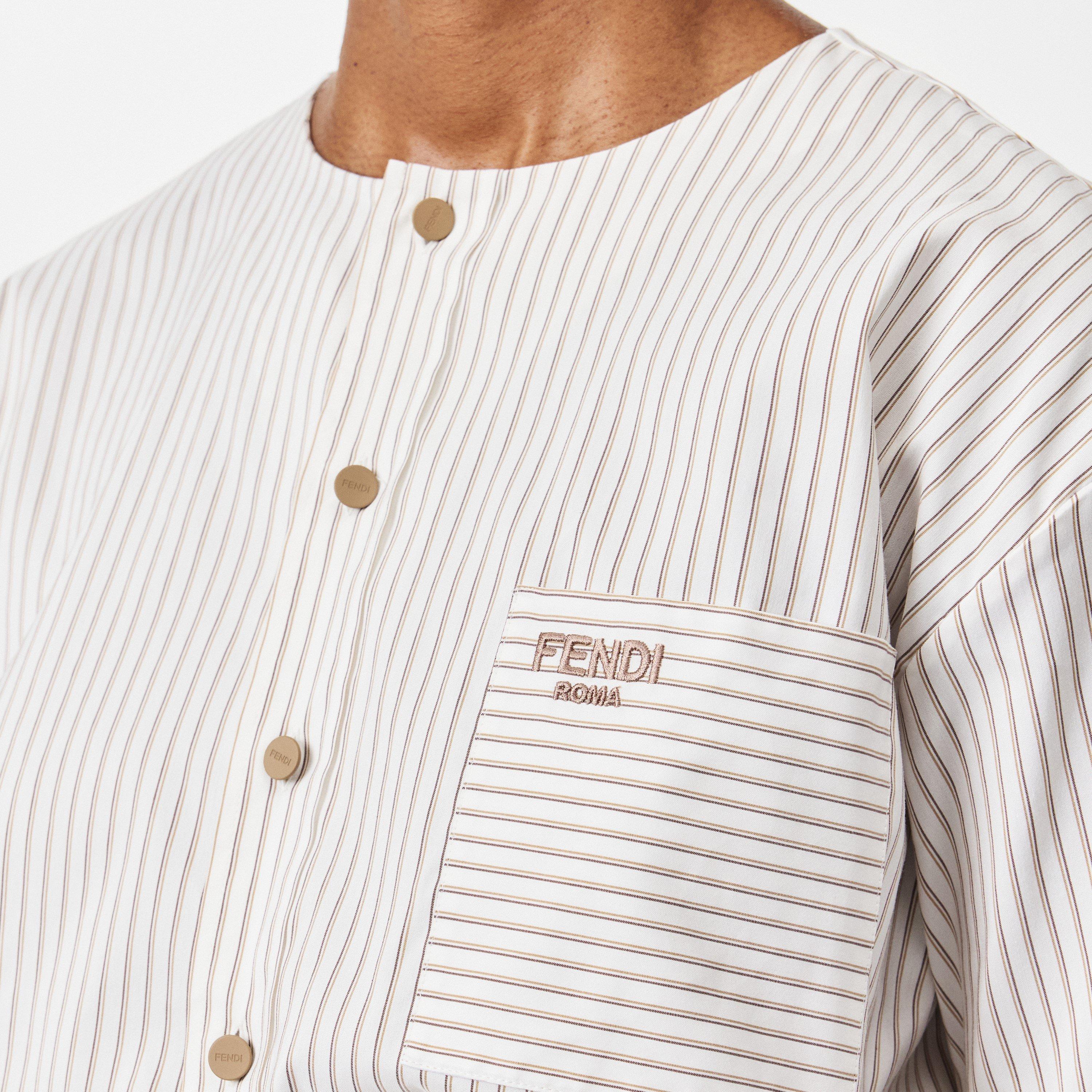 Cream - Fendi - Tied Striped Cropped Shirt - 5