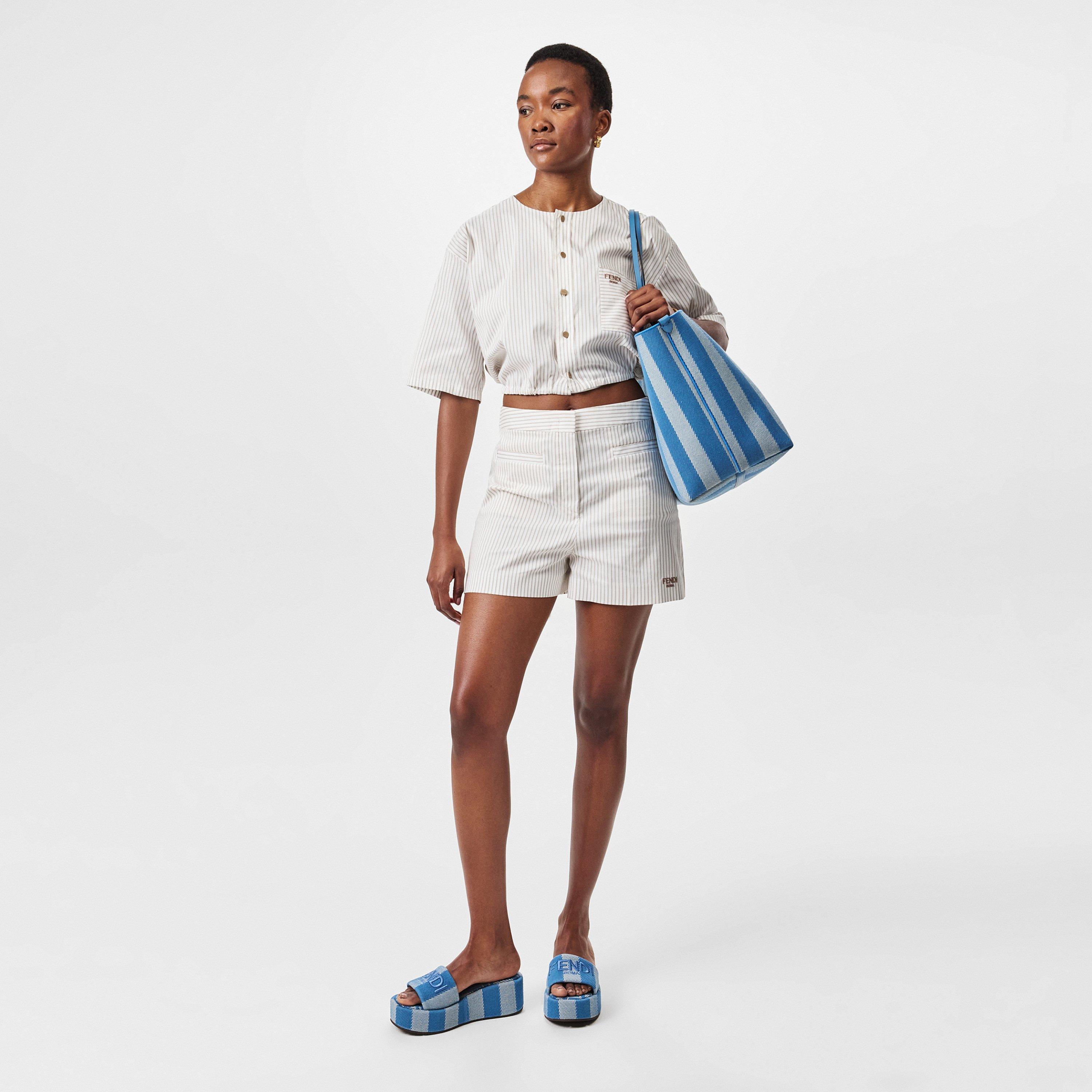 Cream - Fendi - Tied Striped Cropped Shirt - 6