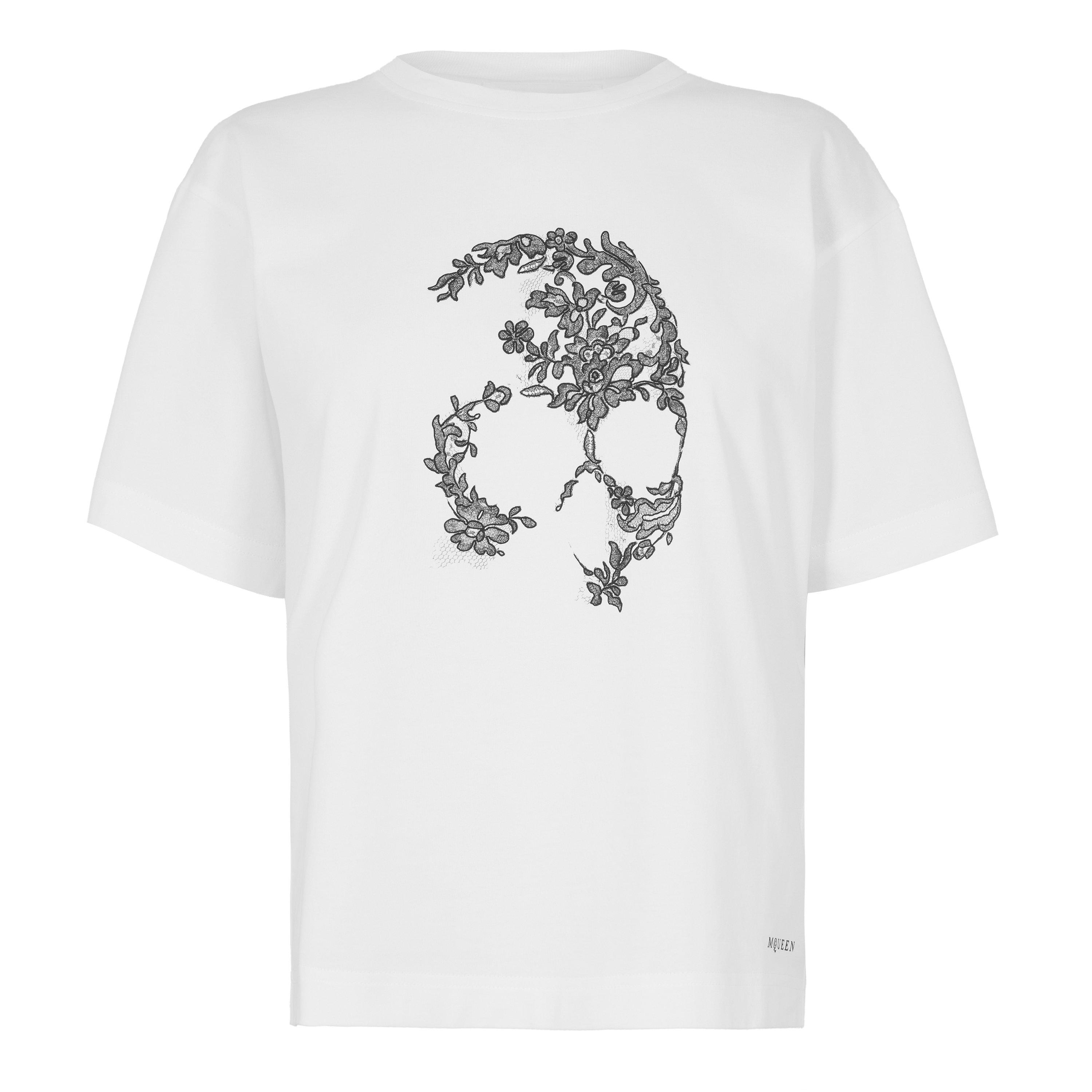 White/Black - Alexander McQueen - Alex Skull Lace T Ld61 - 1